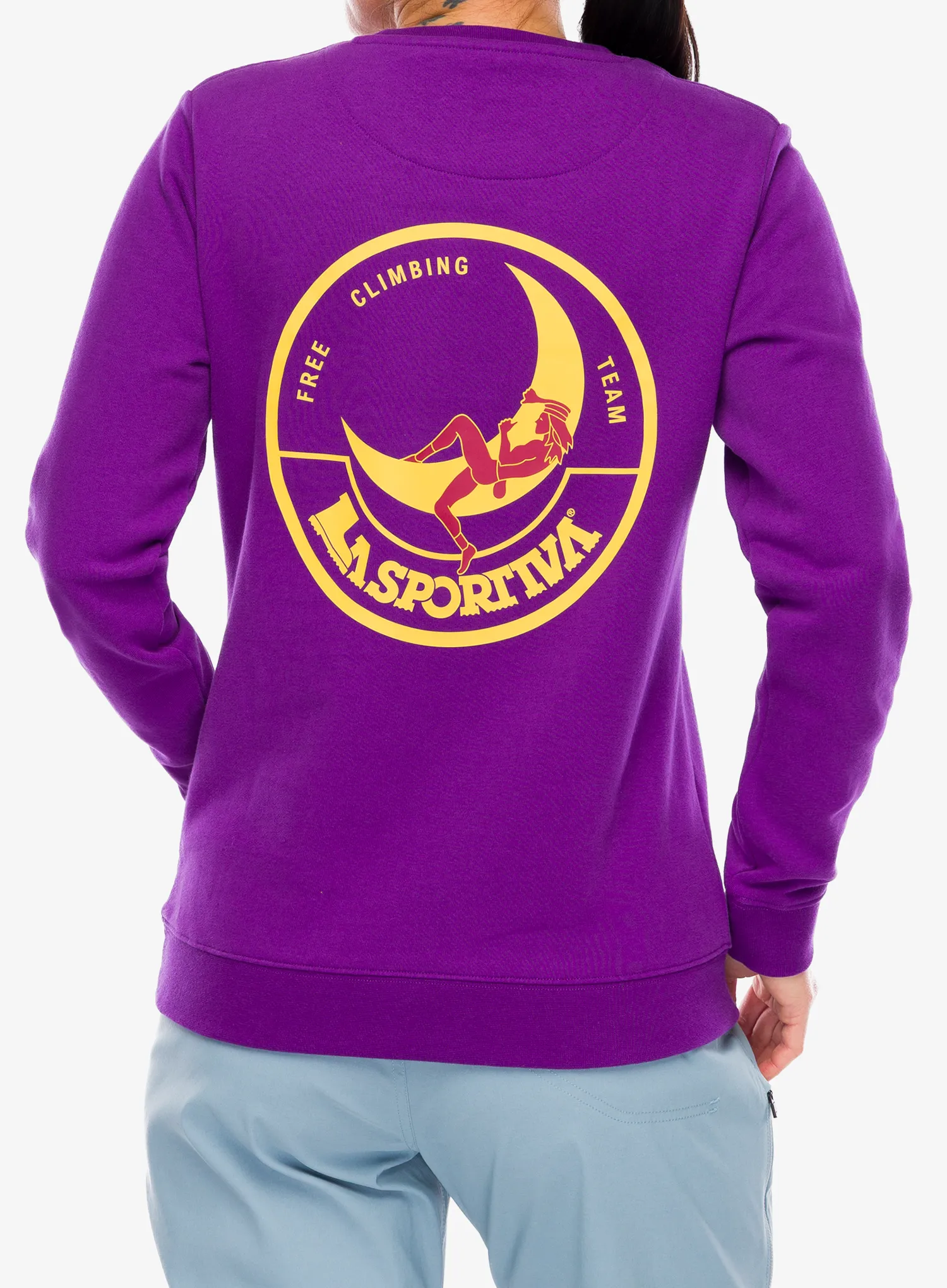 Ženska dukserica bez kapuljače La Sportiva Climbing on the Moon Sweatshirt - violet/yellow