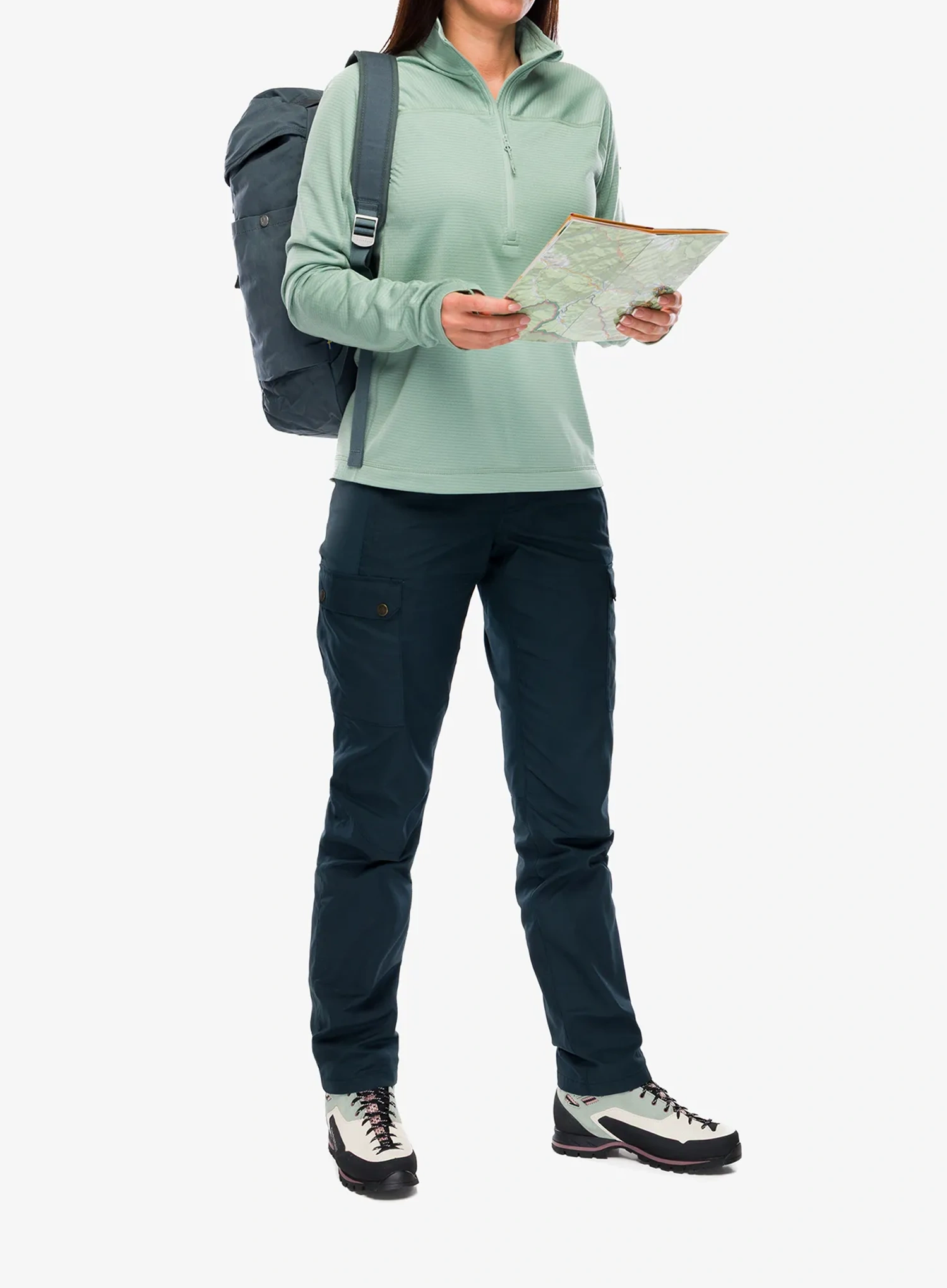Ženska dukserica Fjallraven Abisko Lite Fleece Half Zip - misty green