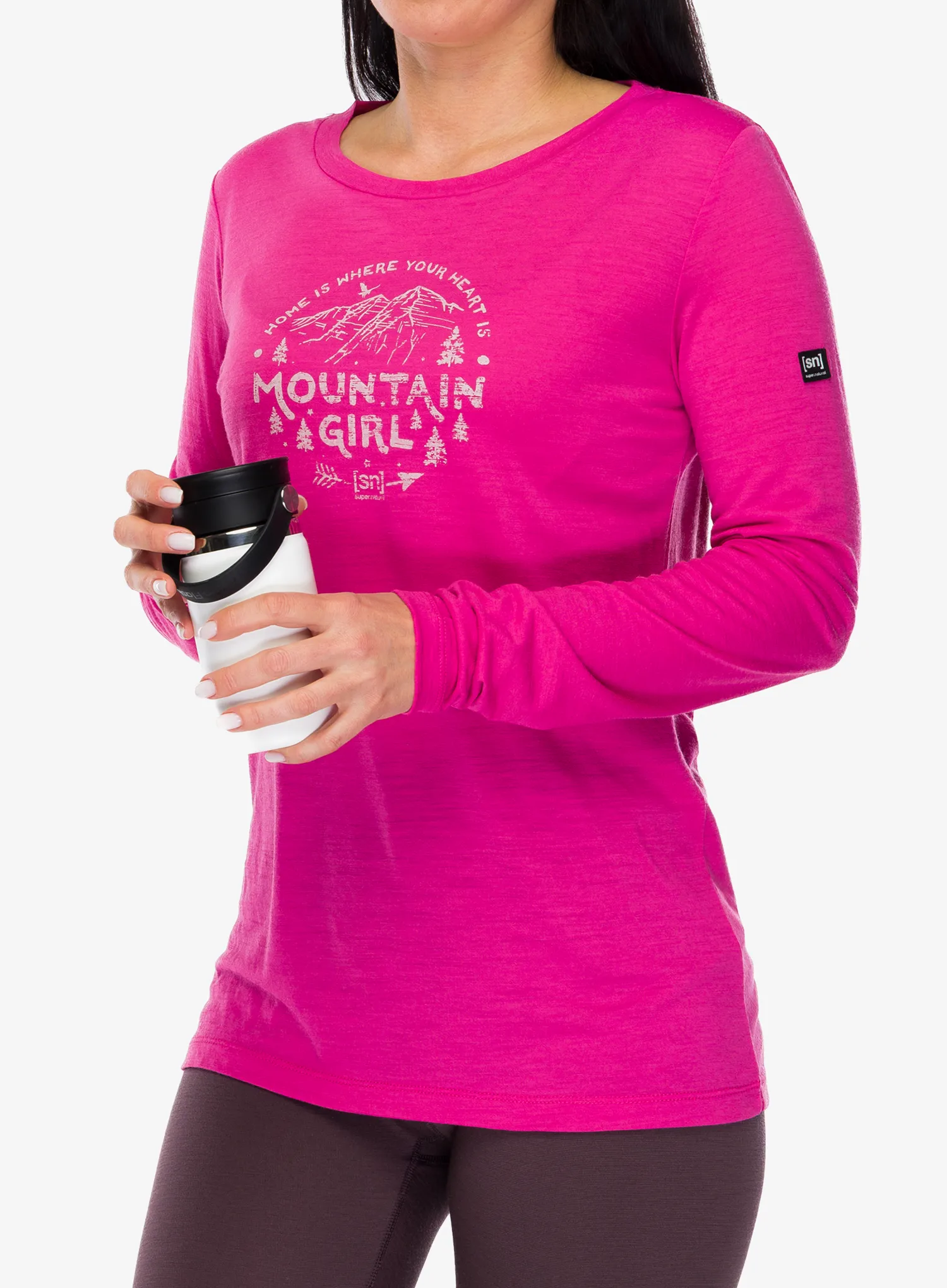 Ženska dukserica Super.natural Mountain Girl LS - pinky rose/white stone