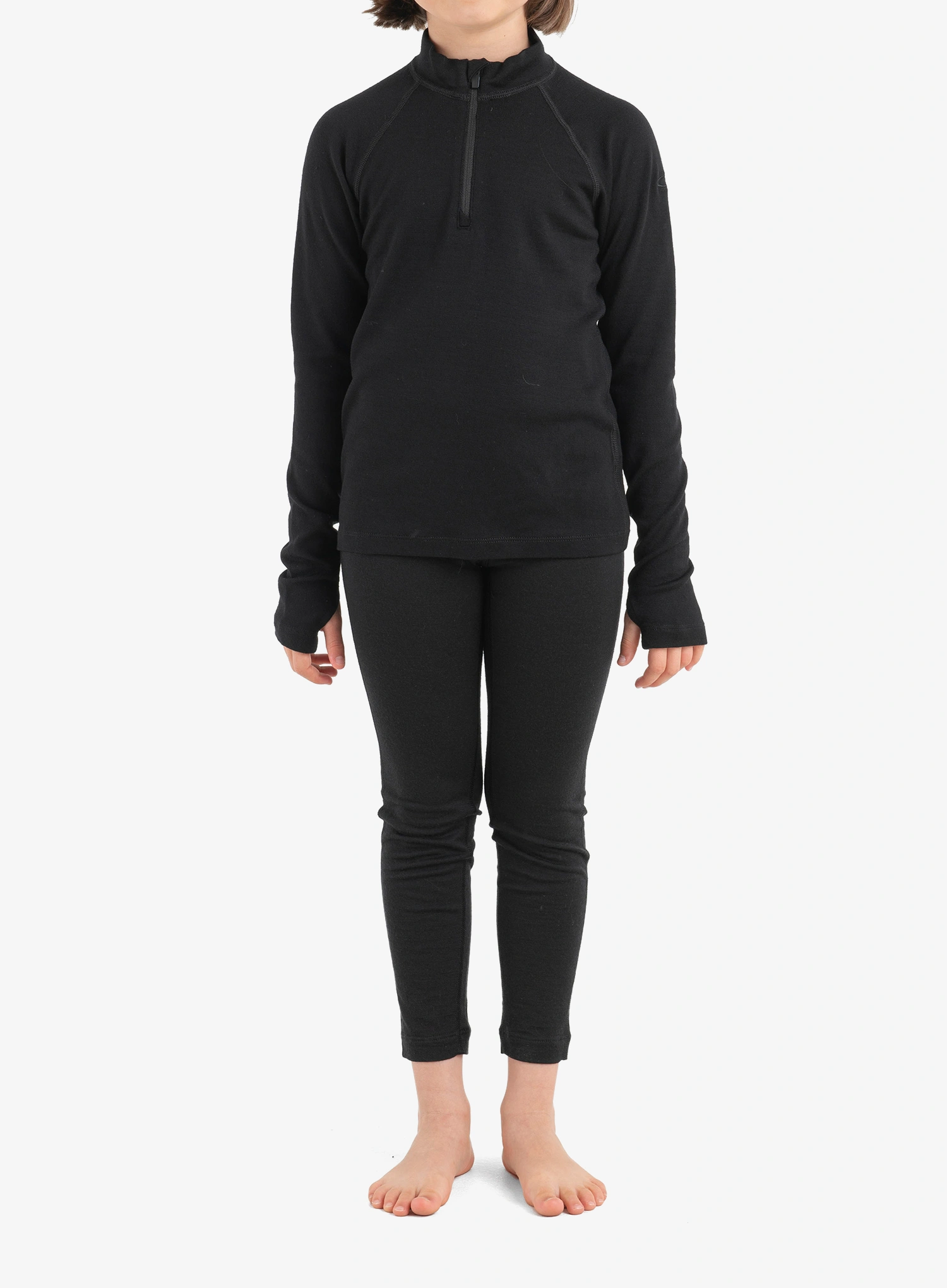 Dukserica za djecu Icebreaker Kids 260 Tech LS Half Zip - black