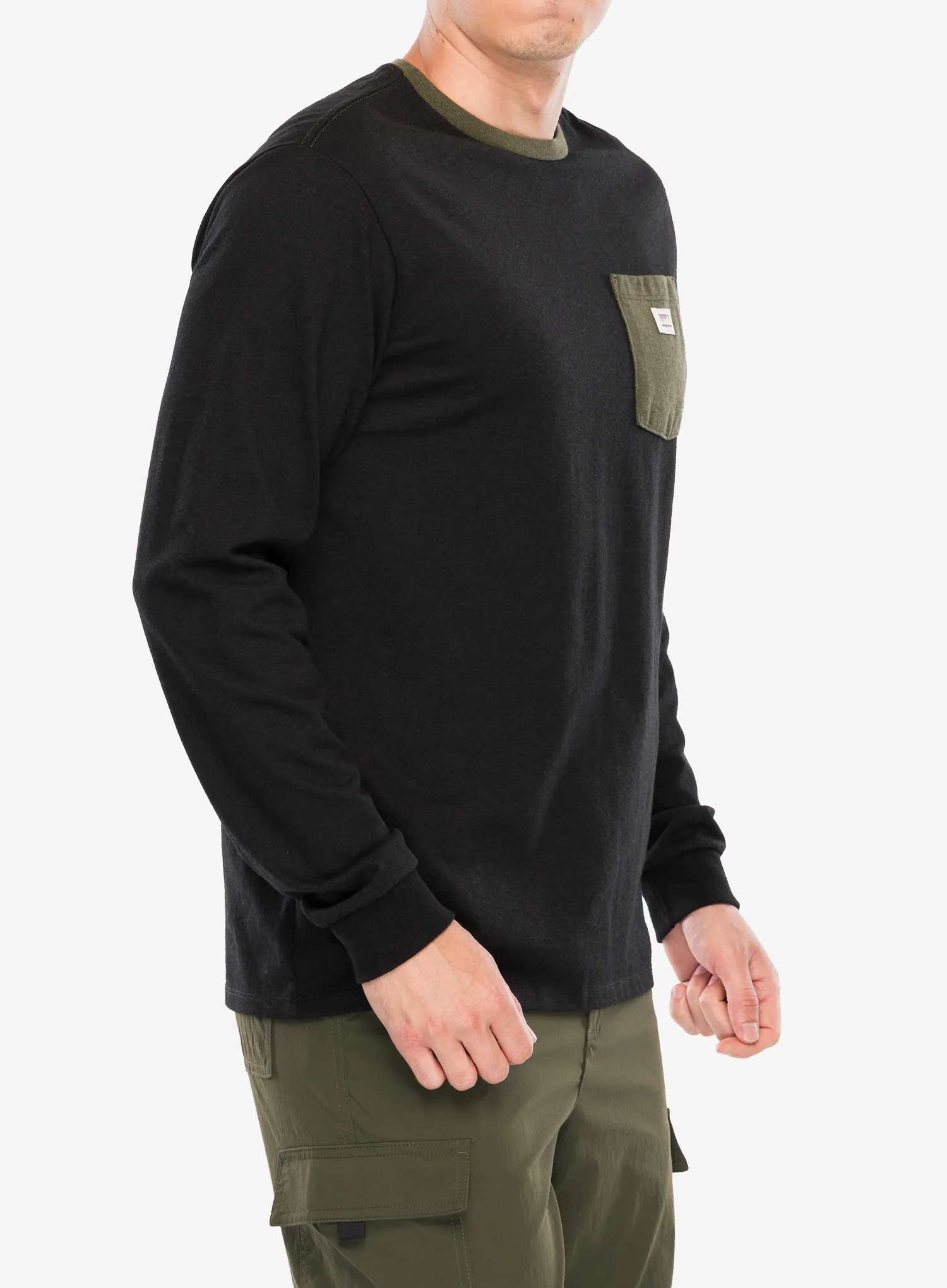Dukserica Patagonia L/S Shop Sticker Pocket Responsibili-Tee - black/basin green