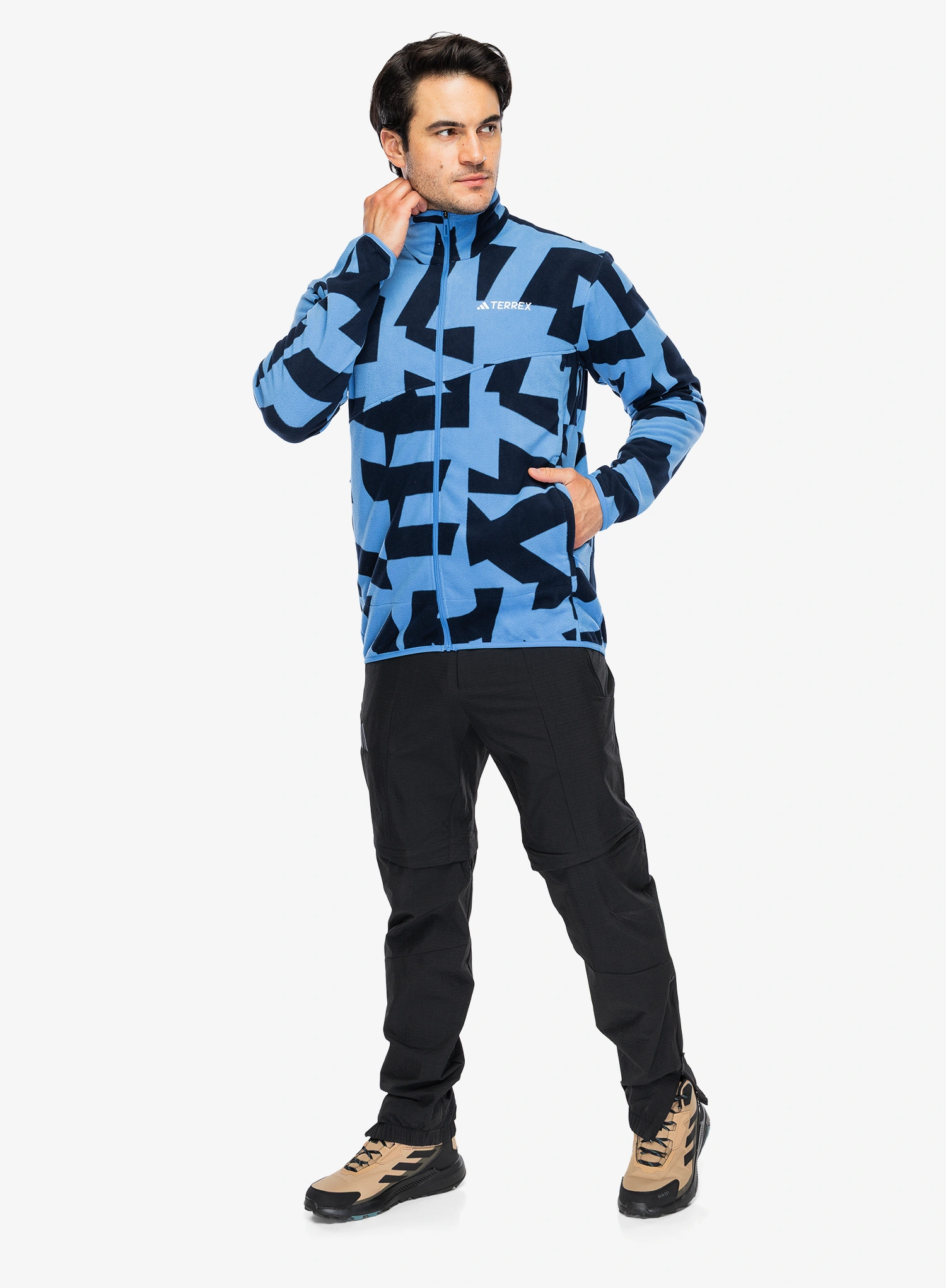 Dukserica od flisa adidas TERREX Multi Printed Full-Zip Fleece Jacket - ray blue/legend ink