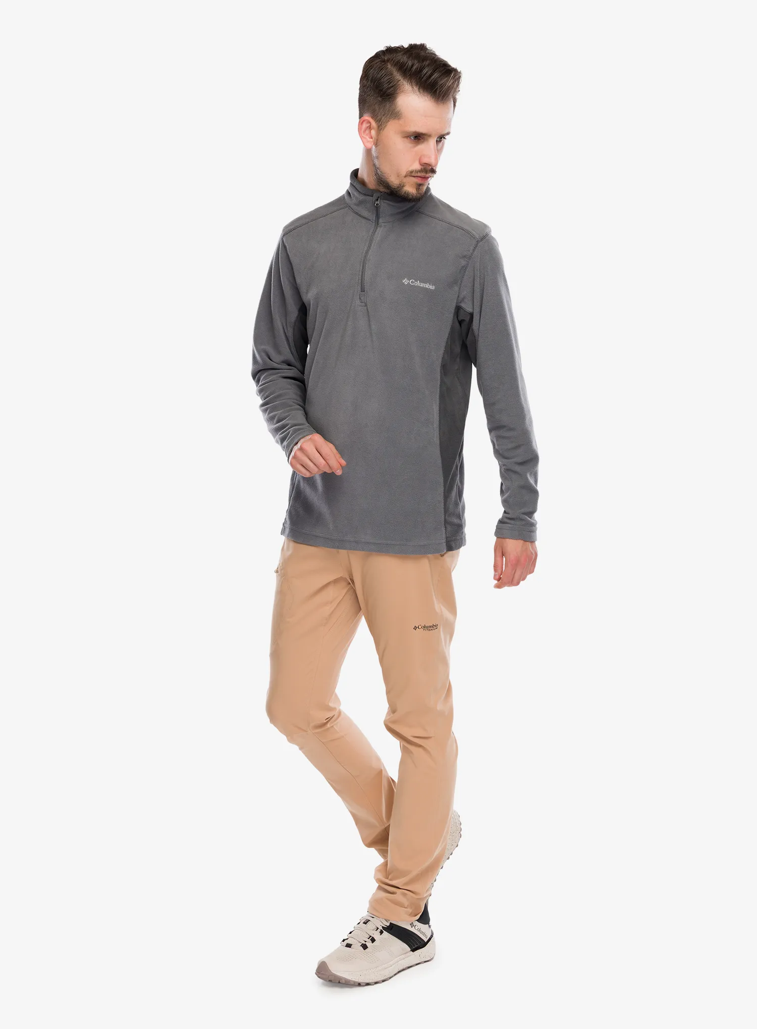 Dukserica od flisa Columbia Klamath Range II 1/2 Zip - city grey/shark