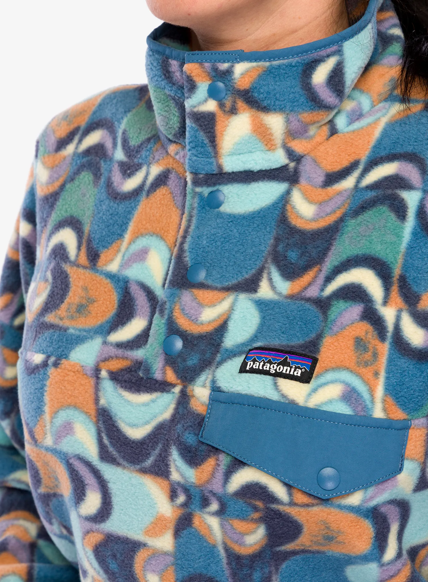 Ženska dukserica od flisa Patagonia Lightweight Synch Snap-T Pullover - swallowtail geo/still blue