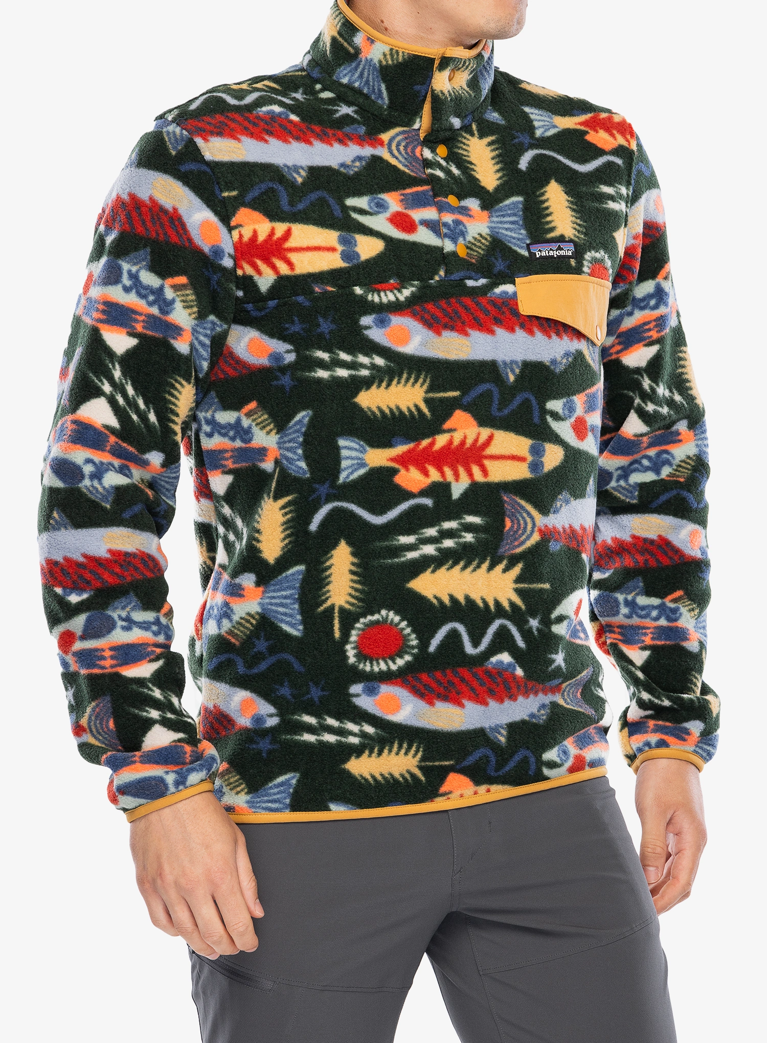 Dukserica od flisa Patagonia Lightweight Synch Snap-T Pullover - salmon energy/old green