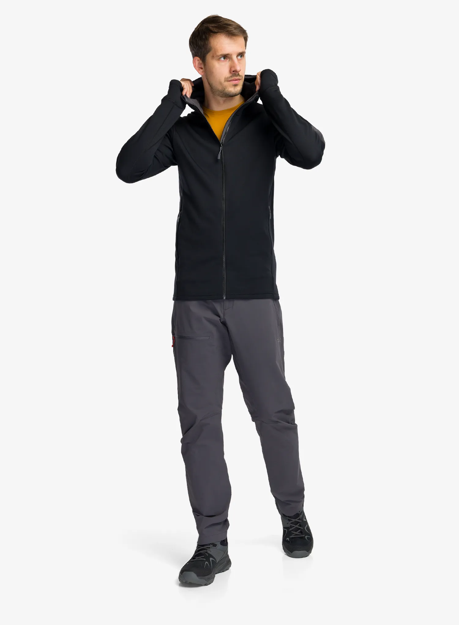 Dukserica od flisa Rab Modulus Hoody - black