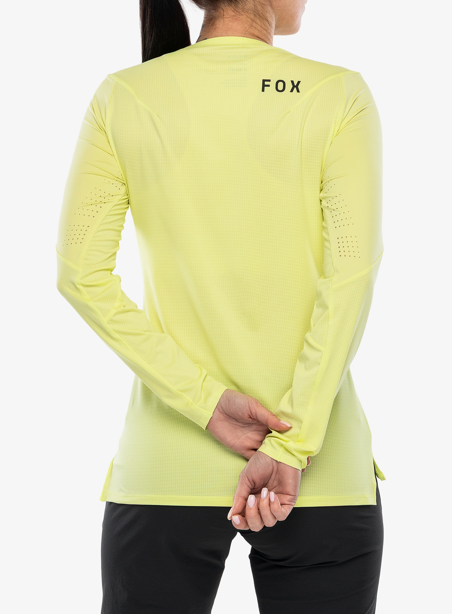 Ženska biciklistička dukserica Fox Flexair LS Jersey - lime