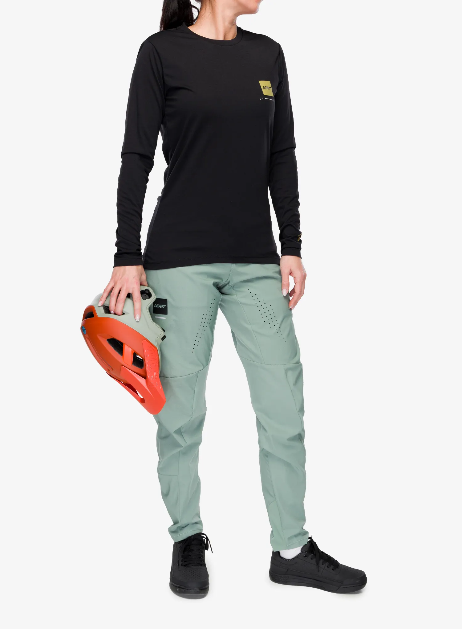 Ženska biciklistička dukserica Leatt MTB Gravity 3.0 Long Sleeve - ghost black/black