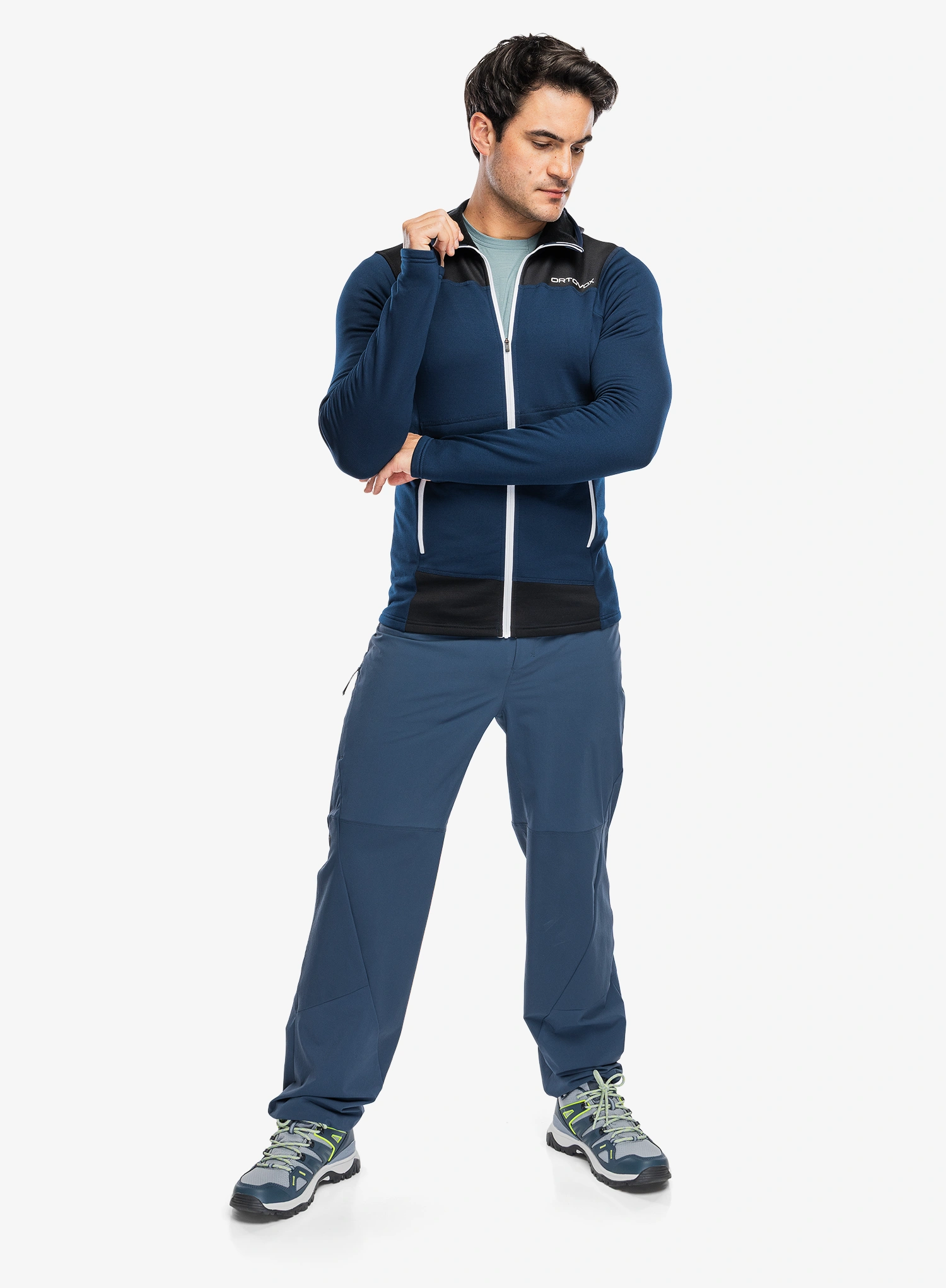 Dukserica na otkopčavanje Ortovox Fleece Light Hoody - deep ocean