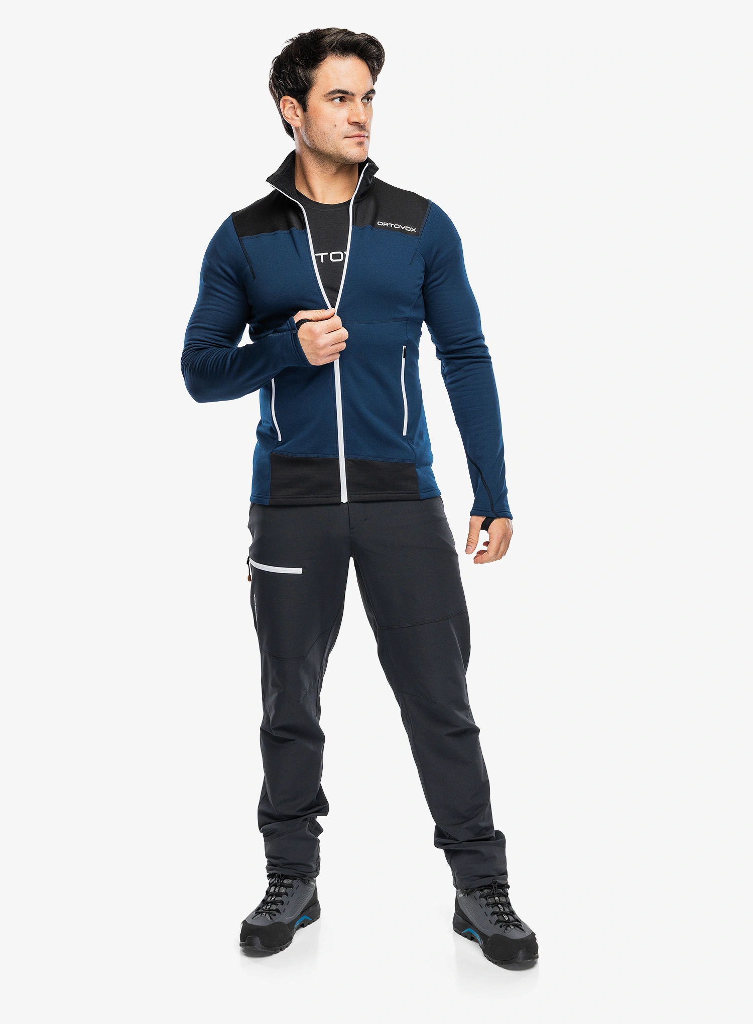 Dukserica na otkopčavanje Ortovox Fleece Light Jacket - deep ocean
