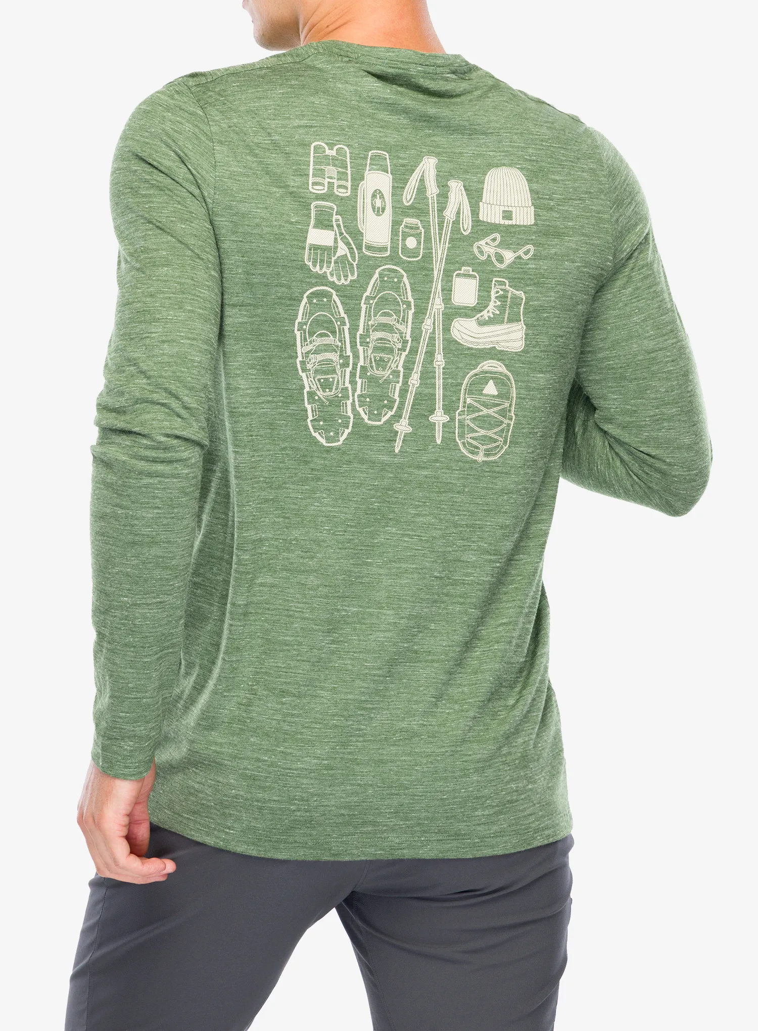 Dukserica Smartwool Merino Hemp Blend Gear Up Long Sleeve Graphic Tee - fern green heather