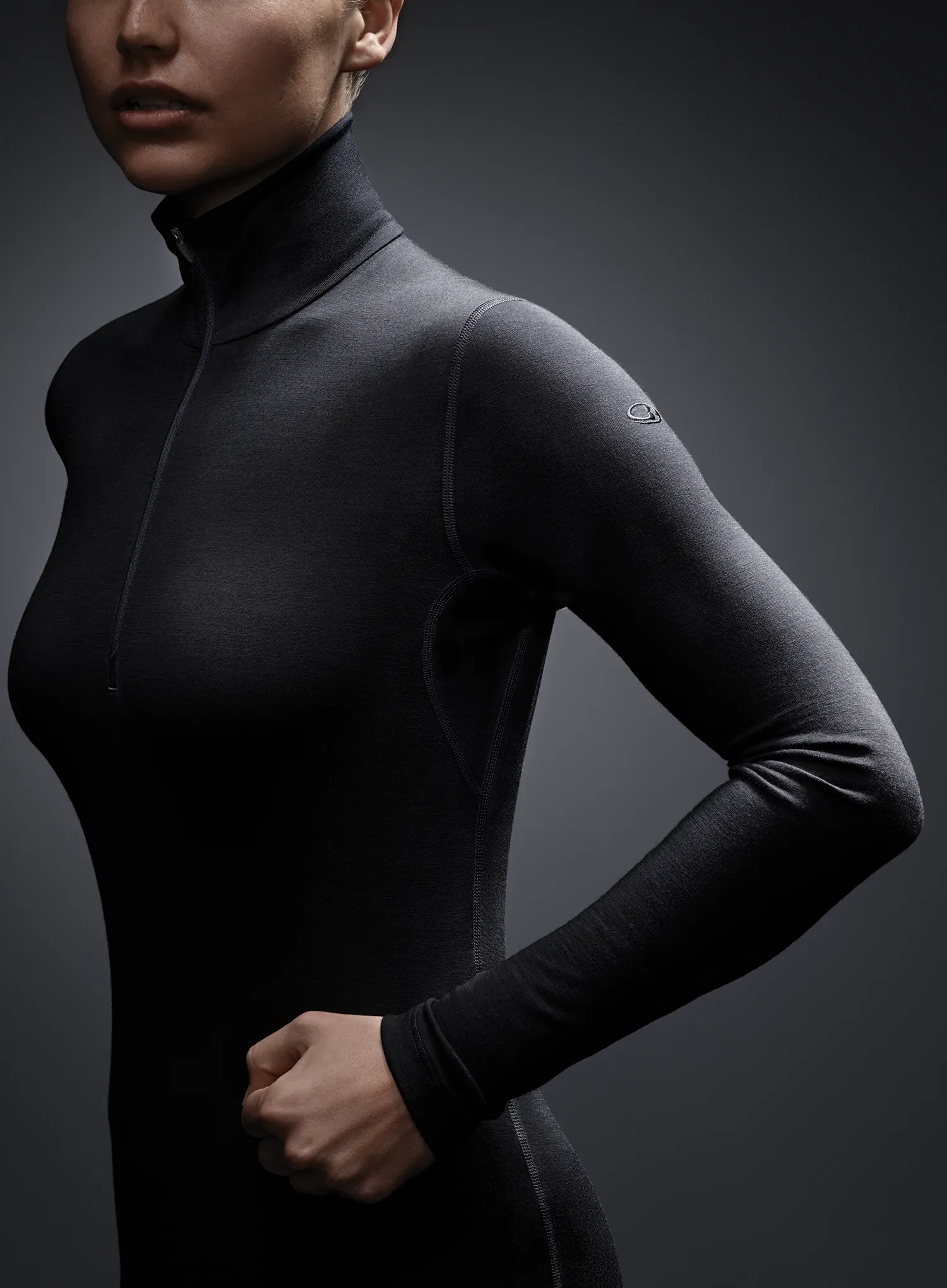 Ženska termoaktivna dukserica Icebreaker 200 Oasis L/S Half Zip - black