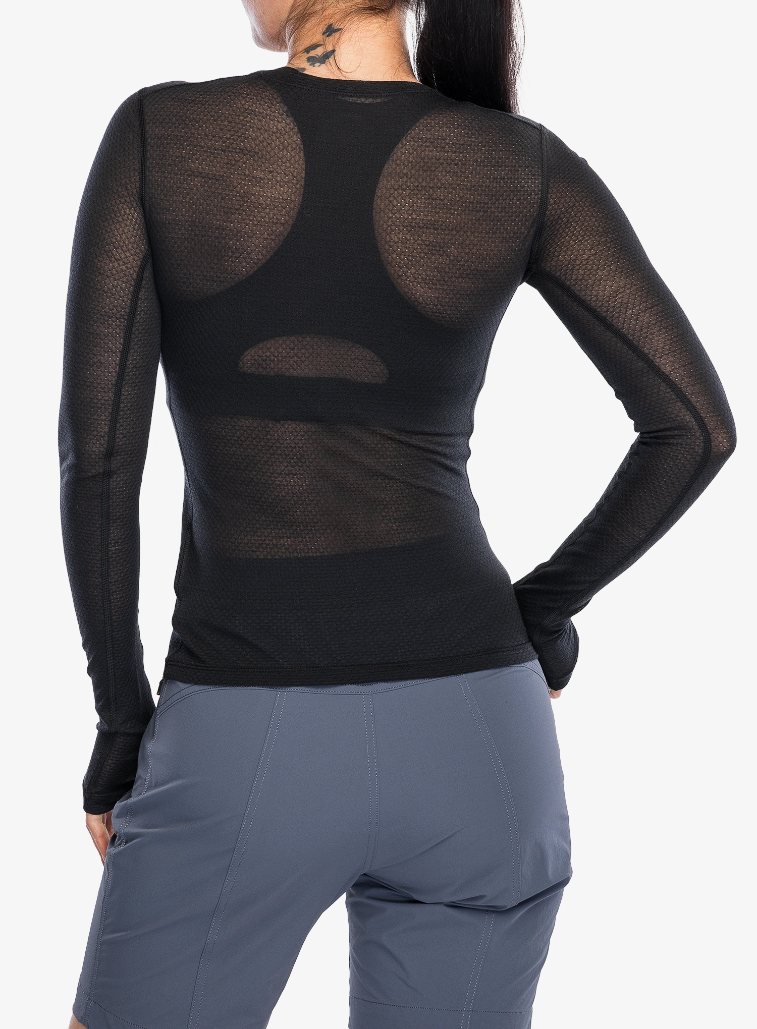 Ženska termoaktivna dukserica Icebreaker Merino Blend 75 Cool-Lite Featherlight LS Crewe - black
