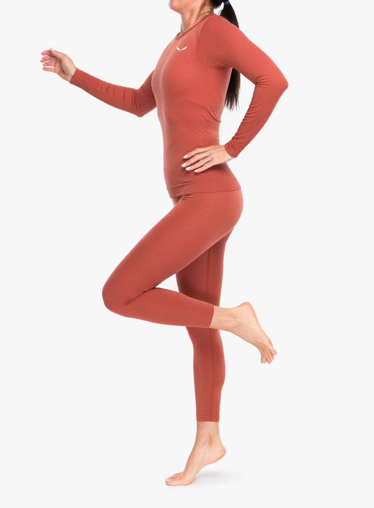 Ženska termoaktivna dukserica Salewa Zebru Medium Warm AMR L/S Tee - etruscan red