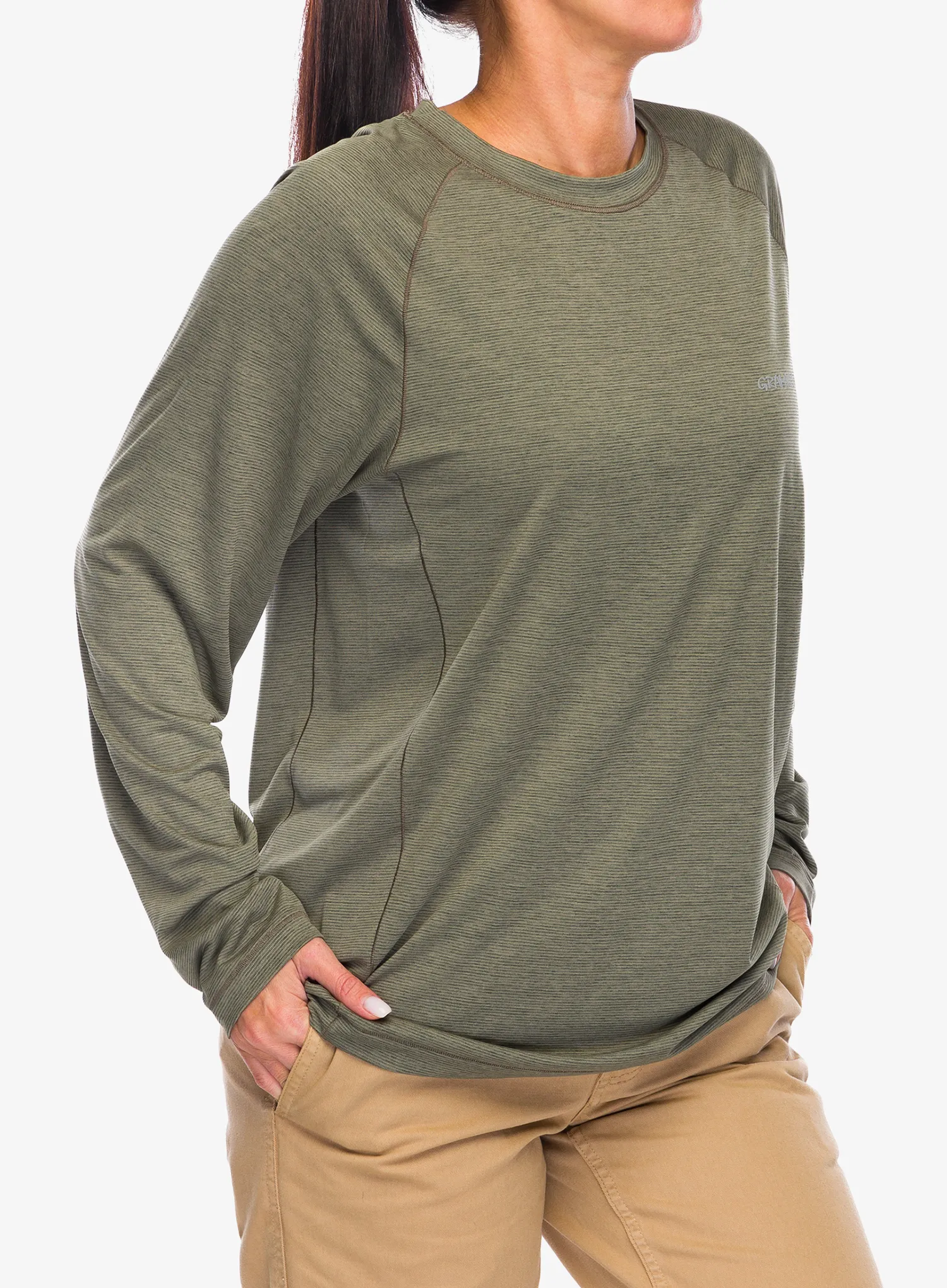 Termoaktivna dukserica Gramicci Winter Thermal LS Crew - olive heather