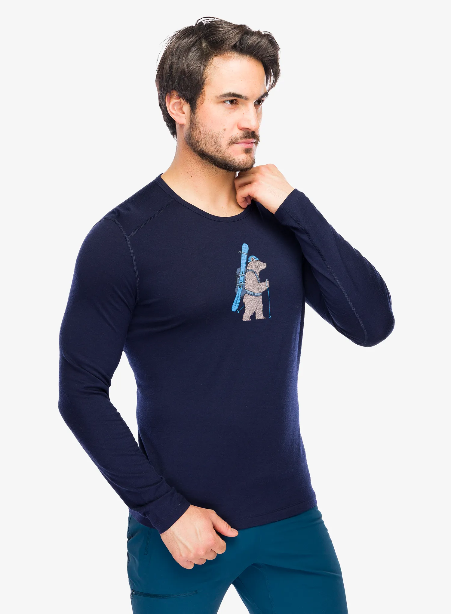 Termoaktivna dukserica Icebreaker Merino 200 Oasis LS Crewe Bear Tour - midnight navy