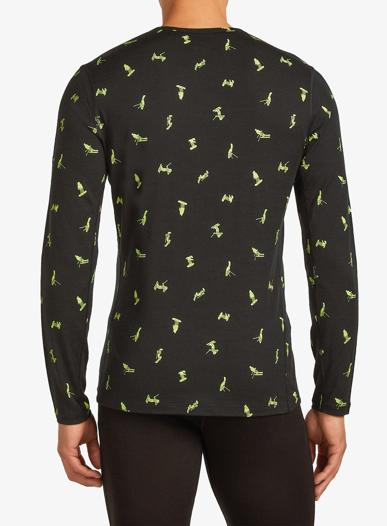 Termoaktivna dukserica Icebreaker Merino 200 Oasis LS Crewe Snow Day AOP - black/peridot/aop