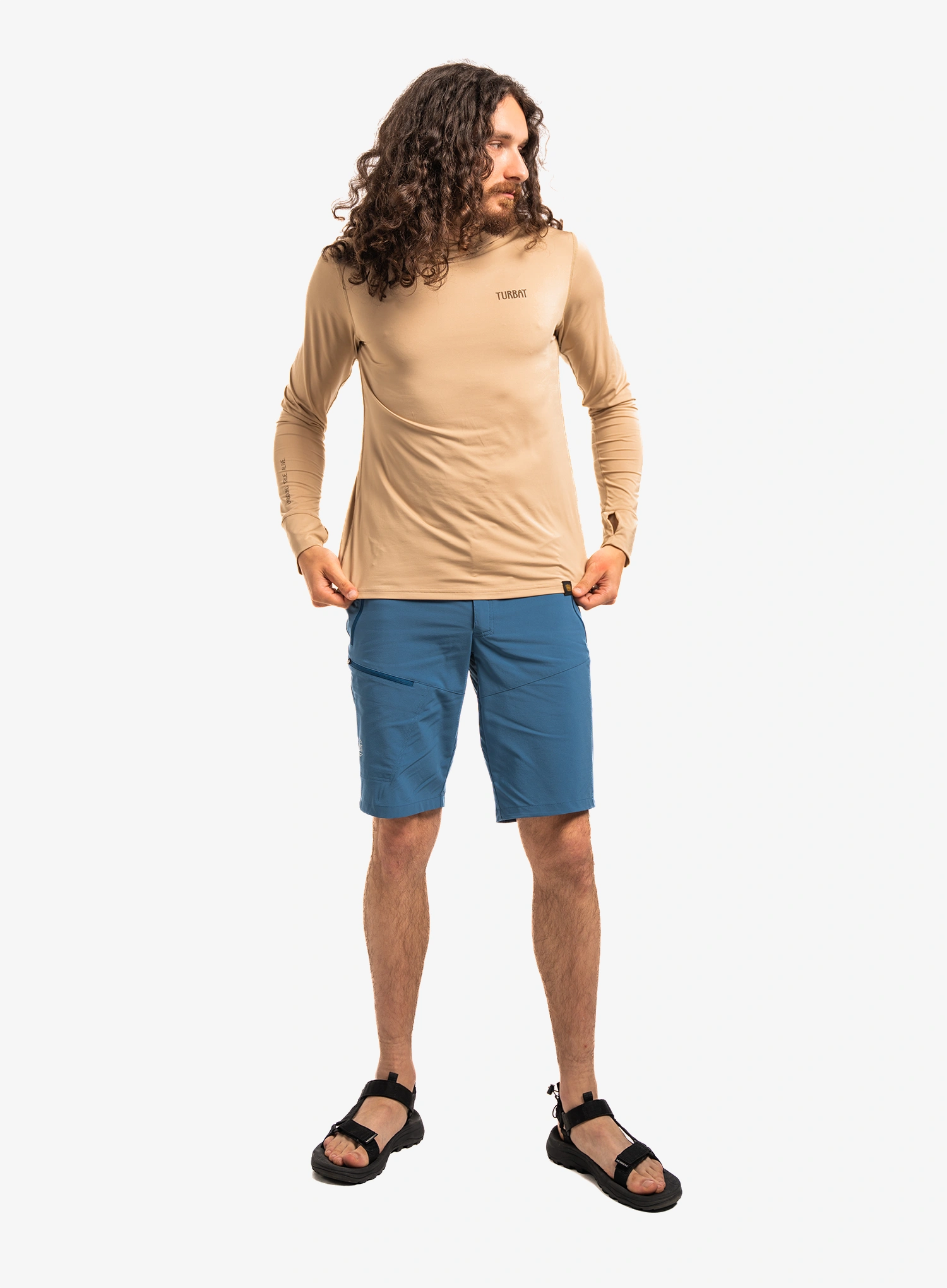 Termoaktivna dukserica Turbat Hike Lite LS Hood Thermo T-Shirt - cornstalk sand