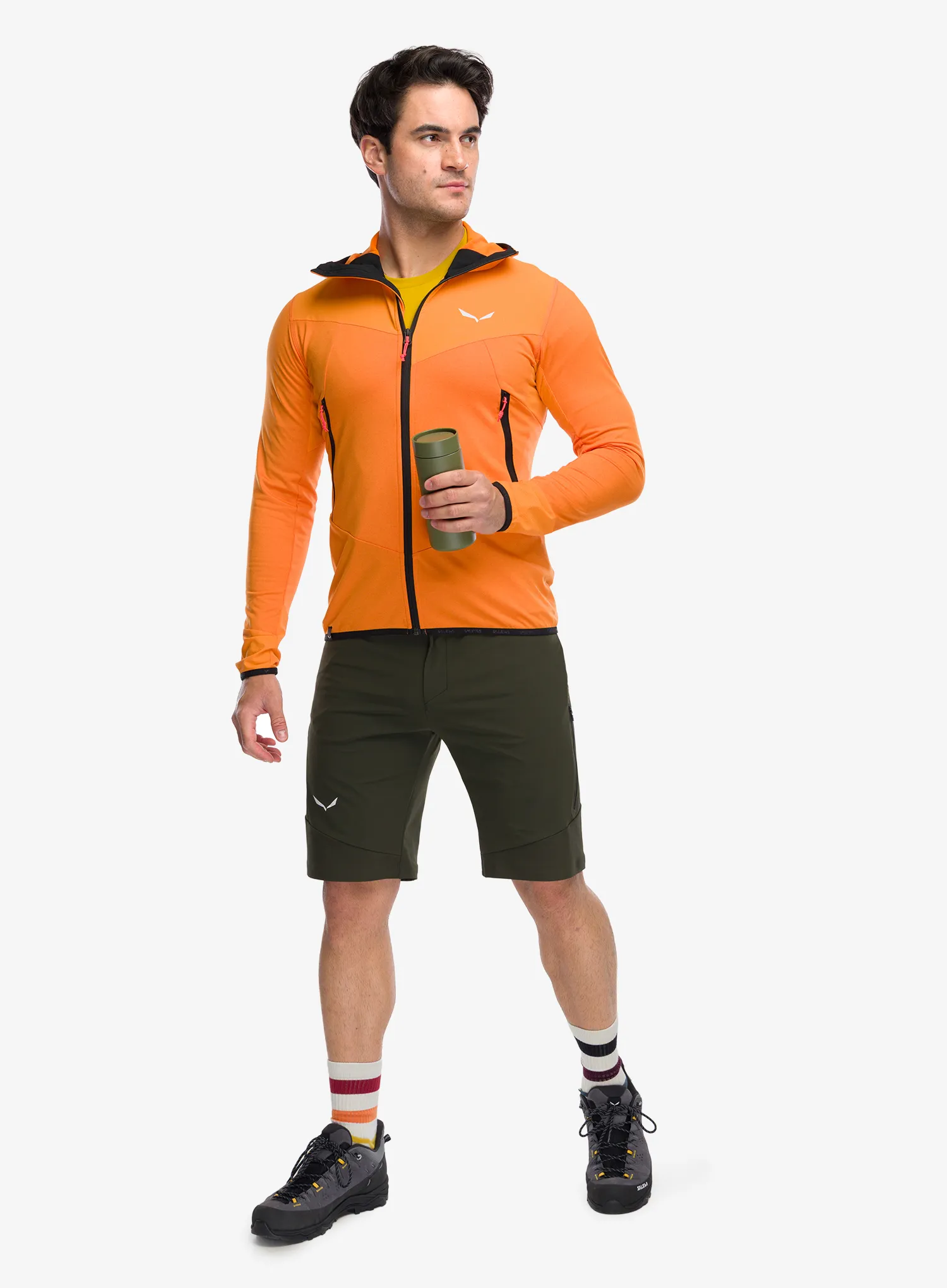 Penjačka dukserica Salewa Agner Hybrid Polarlite Durastretch FZ Hooded - turmeric melange