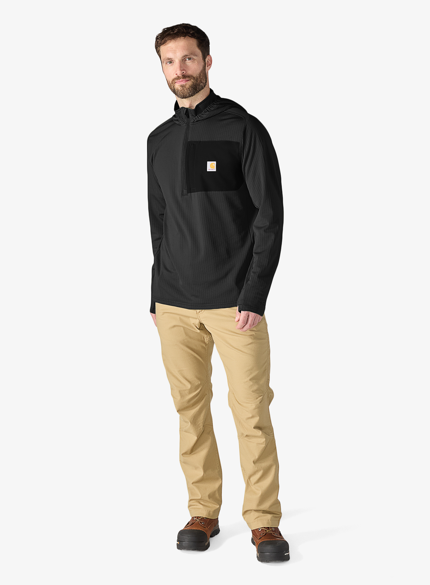 Majica s kapuljačom Carhartt Force Ironwood Relaxed 1/2-Zip Hoodie - black