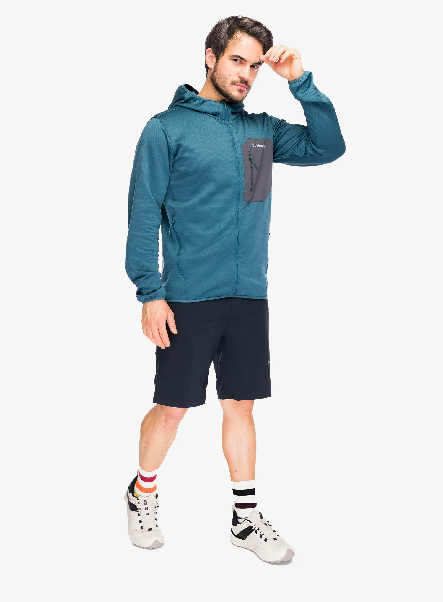 Majica s kapuljačom Columbia Tall Heights Hdd Grid Fleece Full Zip - everblue/shark