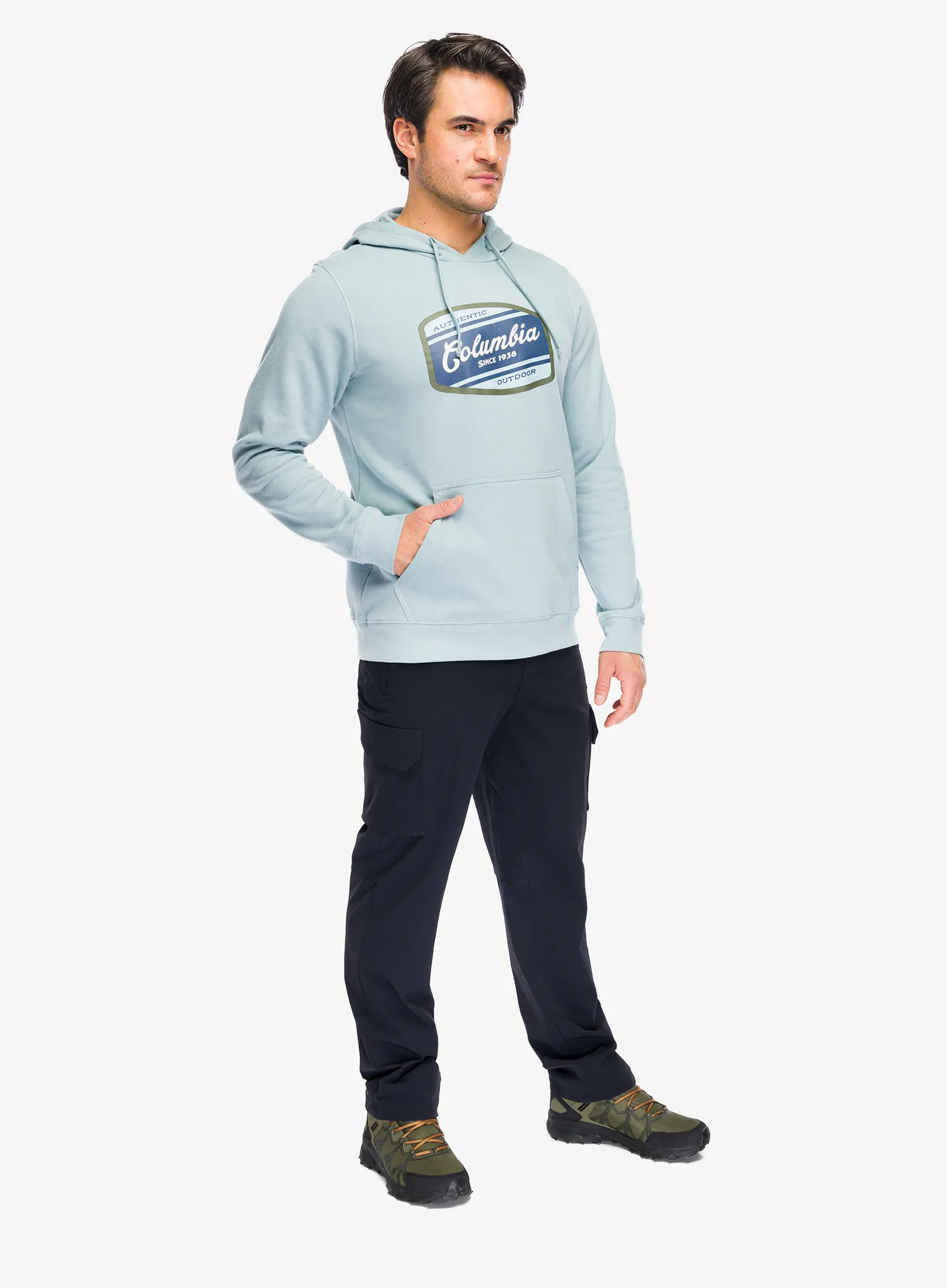 Majica s kapuljačom Columbia Trek Graphic Hoodie - crushed blue/c.badge