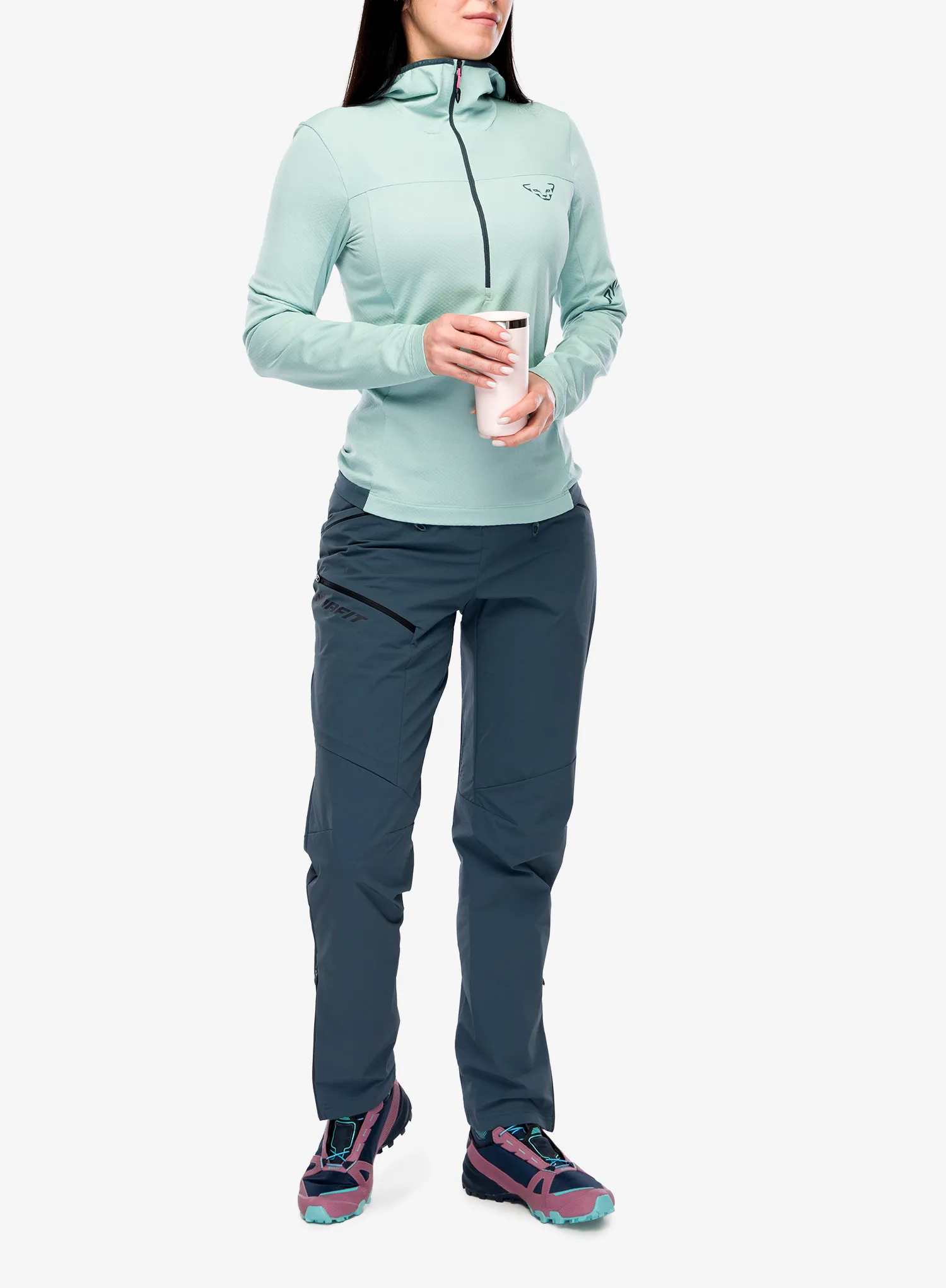Dukserica s kapuljačom ženska Dynafit Traverse Thermal 1/2 Zip - cloud blue