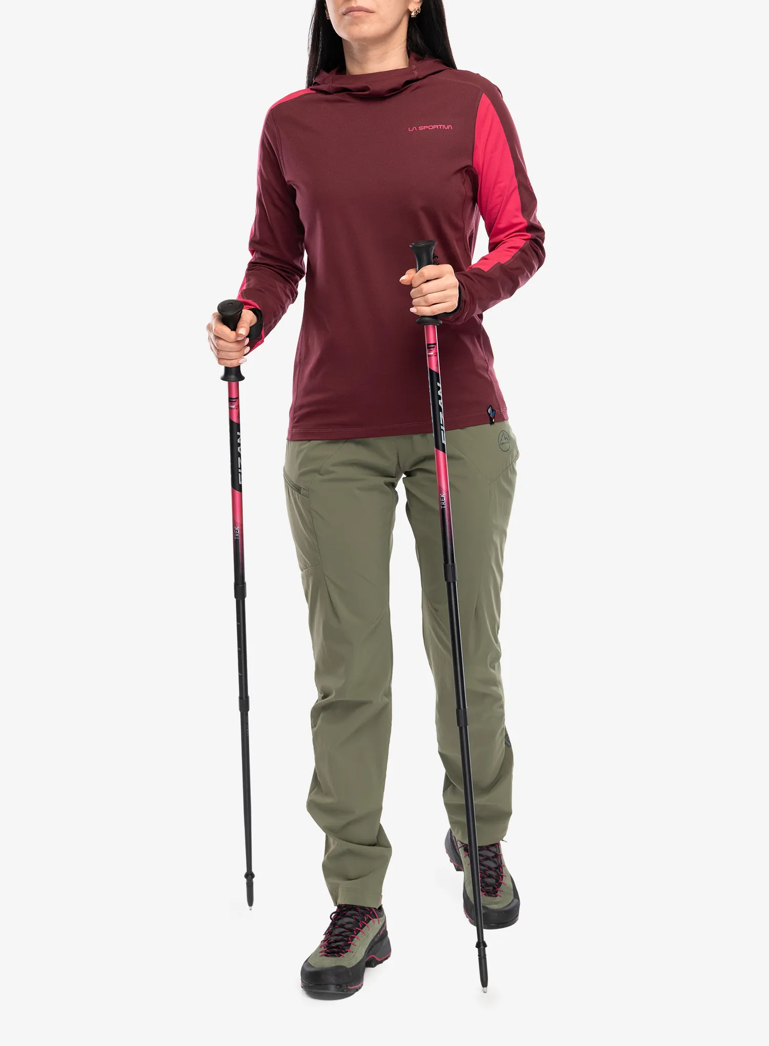 Dukserica s kapuljačom ženska La Sportiva Cloud Shadow Sun Hoody - redwood/azalea