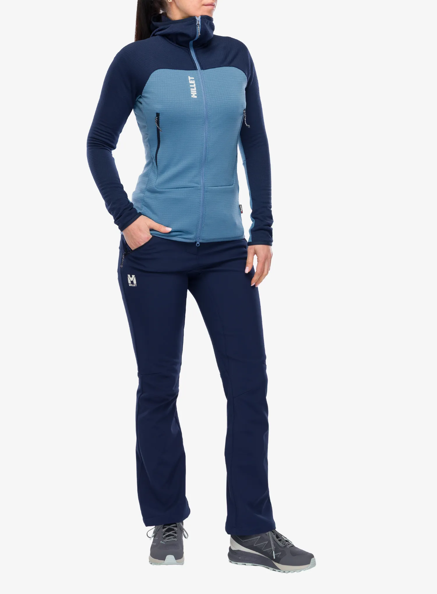 Dukserica s kapuljačom ženska Millet Fusion Grid Hoodie - coronet blue/saphir