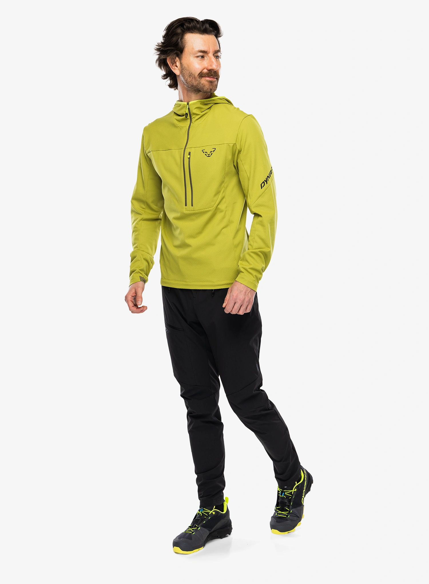 Majica s kapuljačom Dynafit Traverse Thermal 1/2 Zip - golden lime