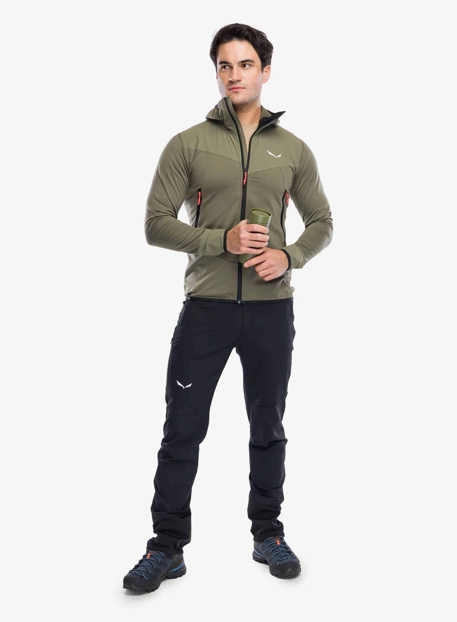 Majica s kapuljačom Salewa Agner Hybrid Polarlite Durastretch FZ Hooded - faded green