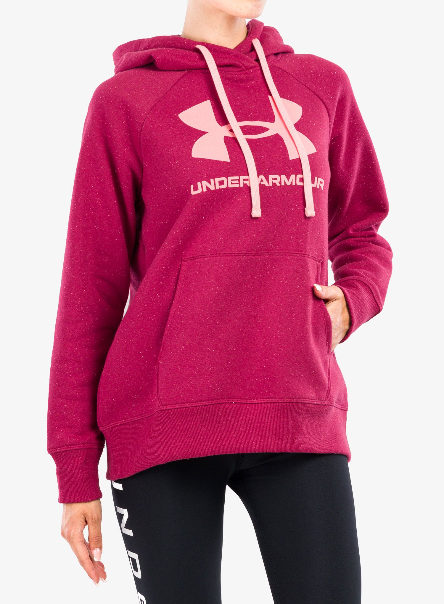 Under armour black hotsell hoodie with pink logo