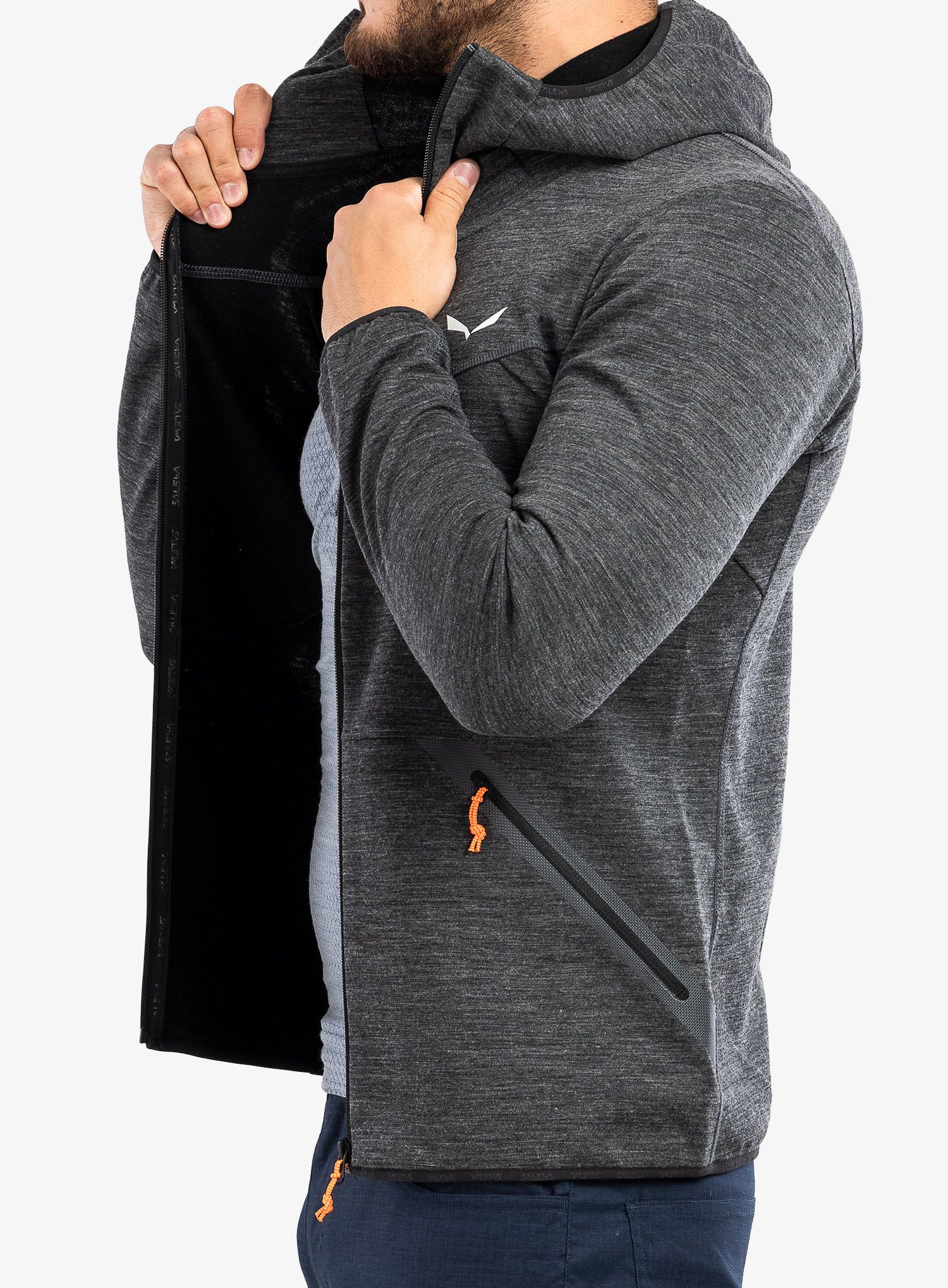 Dukserica na otkopčavanje Salewa Nuvolao Alpine Wool Jacket - black out