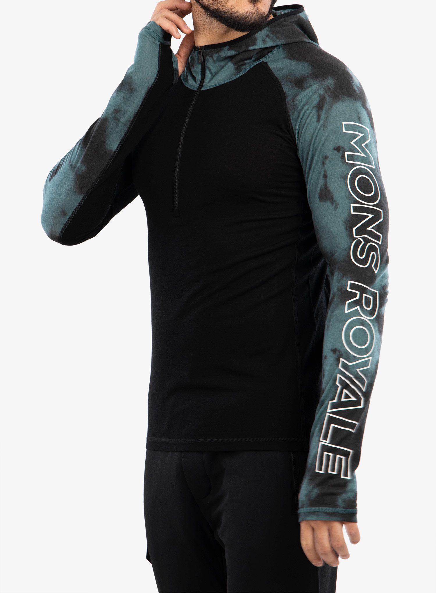 Termoaktivna dukserica Mons Royale Temple Tech Hood - sage tie dye/black
