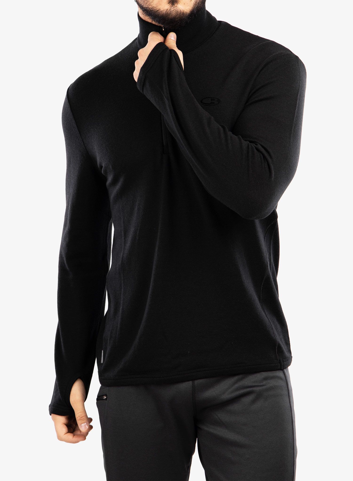 Dukserica s 1/2 patentnim zatvaračem Icebreaker Original LS Half Zip - black