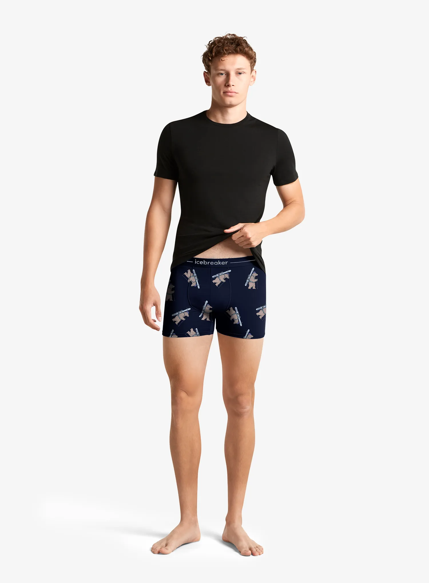 Termoaktivne bokserice Icebreaker Merino 150 Anatomica Boxers Bear Tour AOP - midnight navy