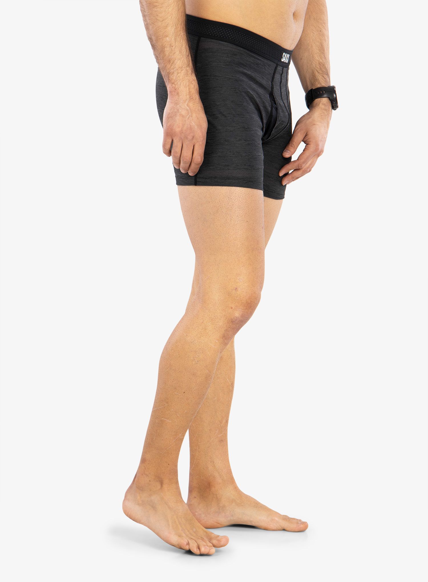 Termoaktivne bokserice Saxx Hot Shot Boxer Brief Fly - black heather