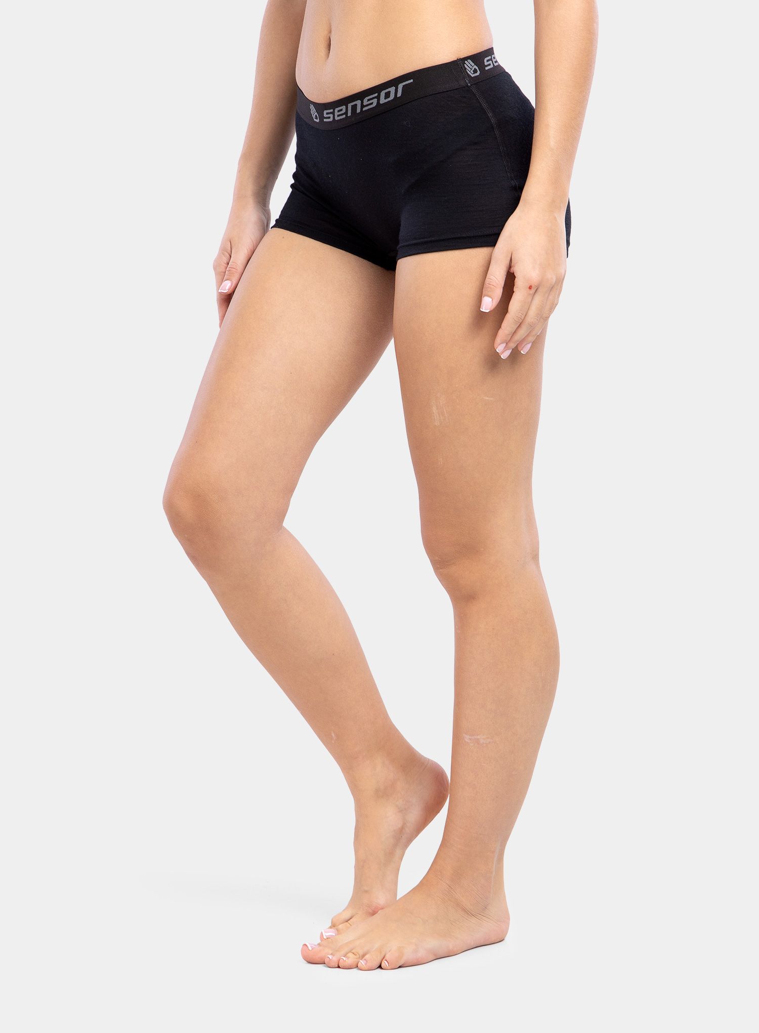 Ženske termoaktivne bokserice Sensor Merino Active Panties Boyshort - black