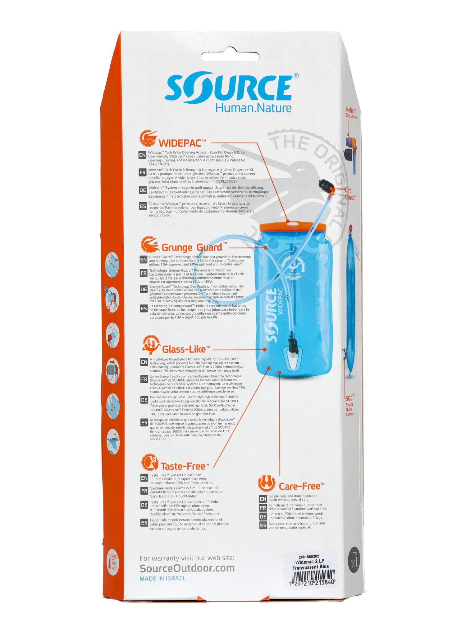 Mijeh za vodu Source Widepac LP 2L - transparent blue