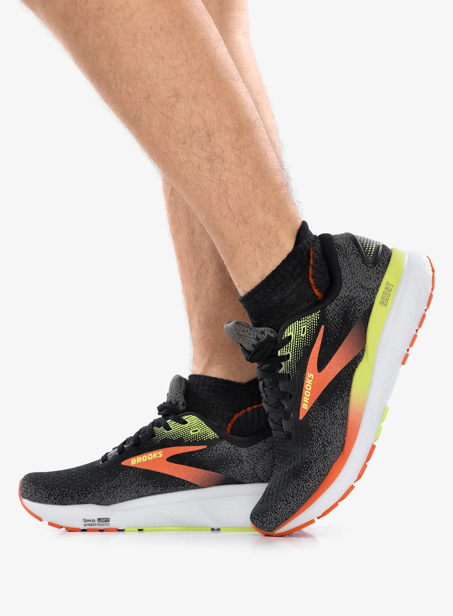Muške tenisice za trčanje Brooks Ghost 16 - black/mandarin red/green