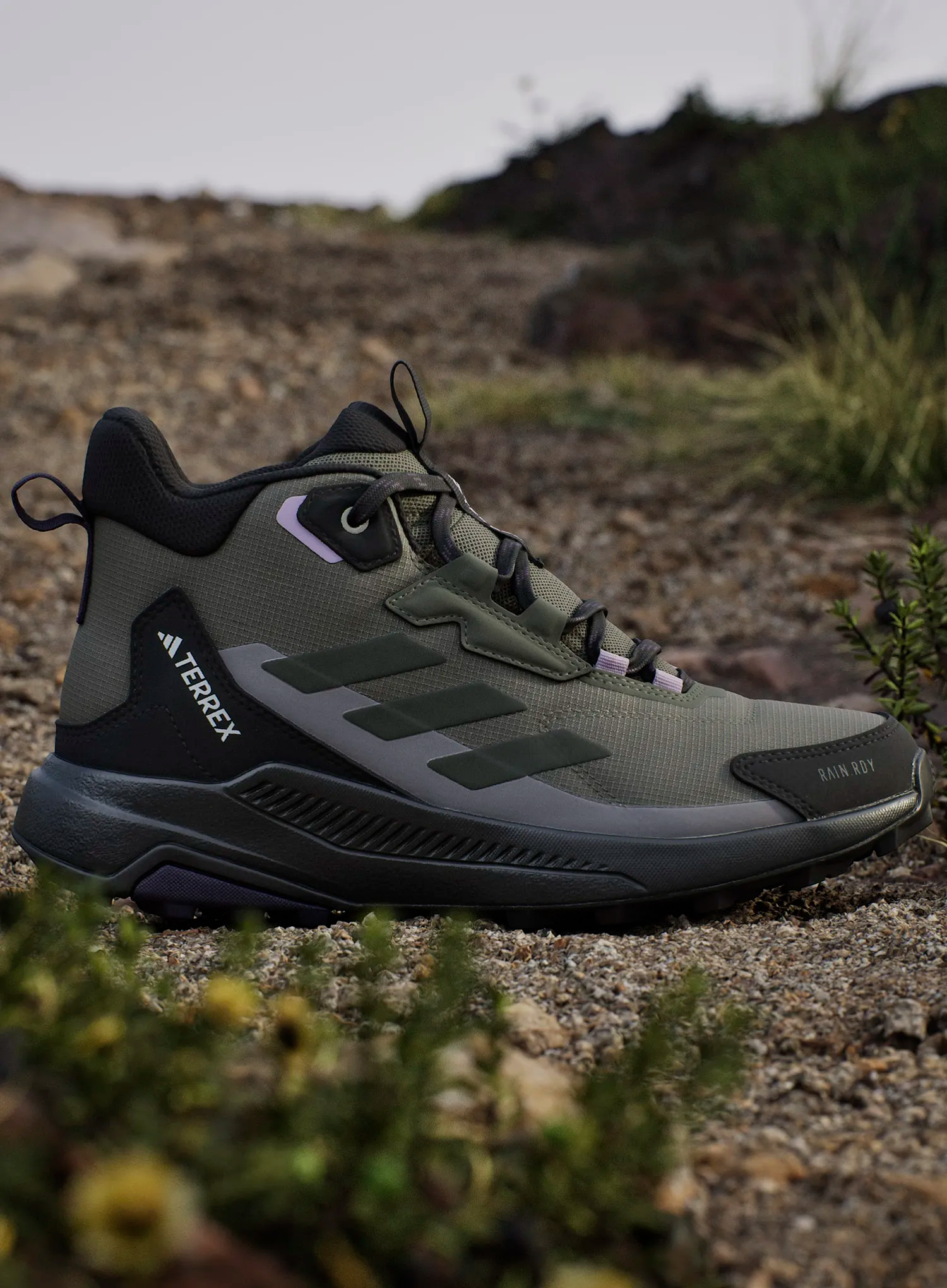 Ženske planinarske cipele adidas TERREX Anylander Mid RAIN.RDY - olive strata/n.cargo/core blk