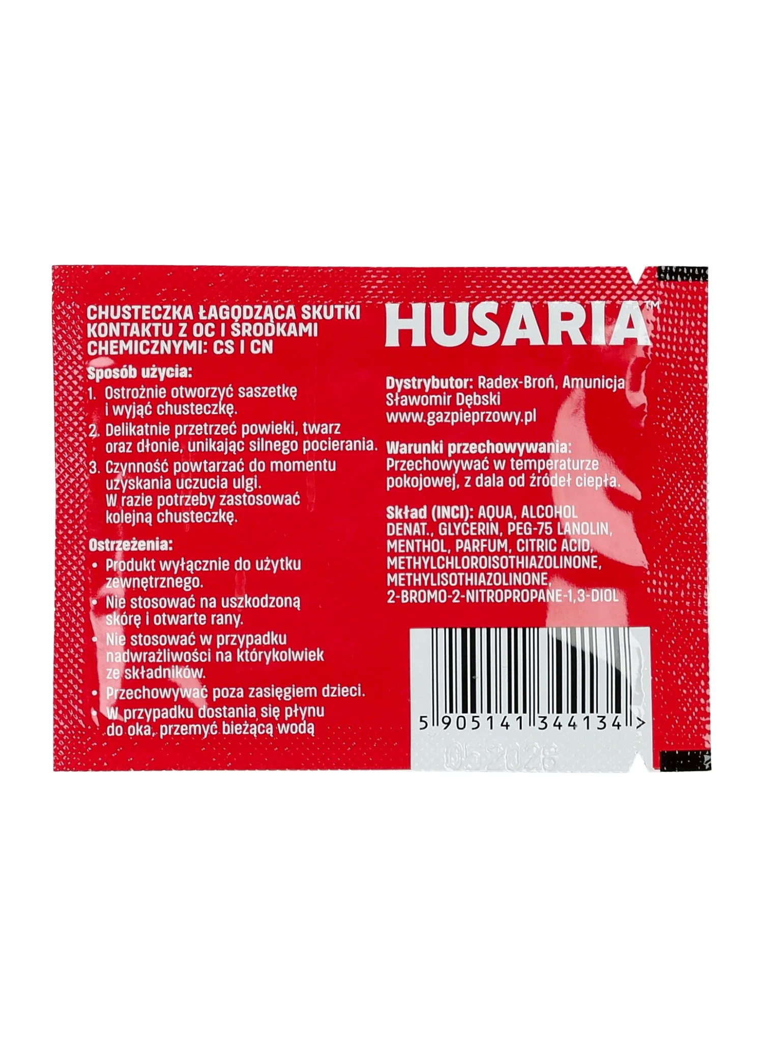 Dekontaminacijska maramica Husaria Pepper Spray Neurtalizing Wipe