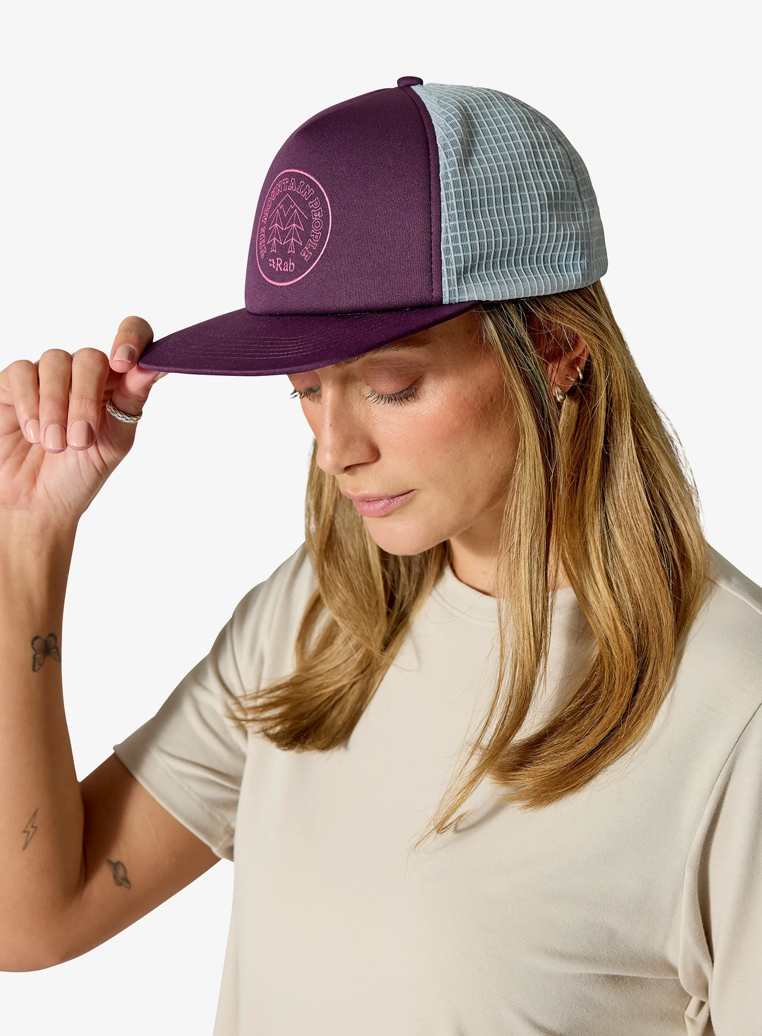 Kačket Rab Cirque Print Cap - mulberry/pewter