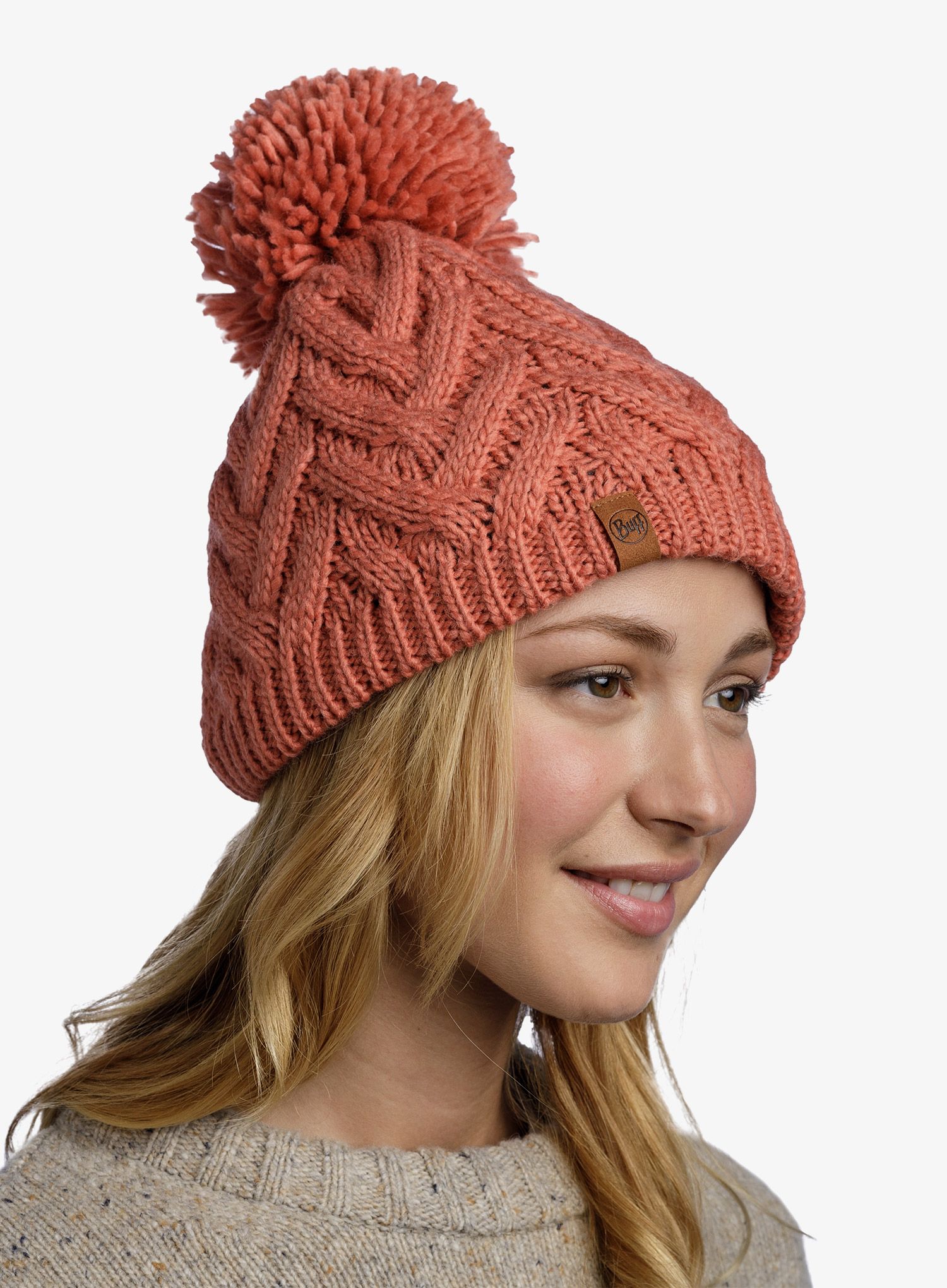 Ženska zimska kapa Buff Knitted&Fleece Beanie Caryn - crimson