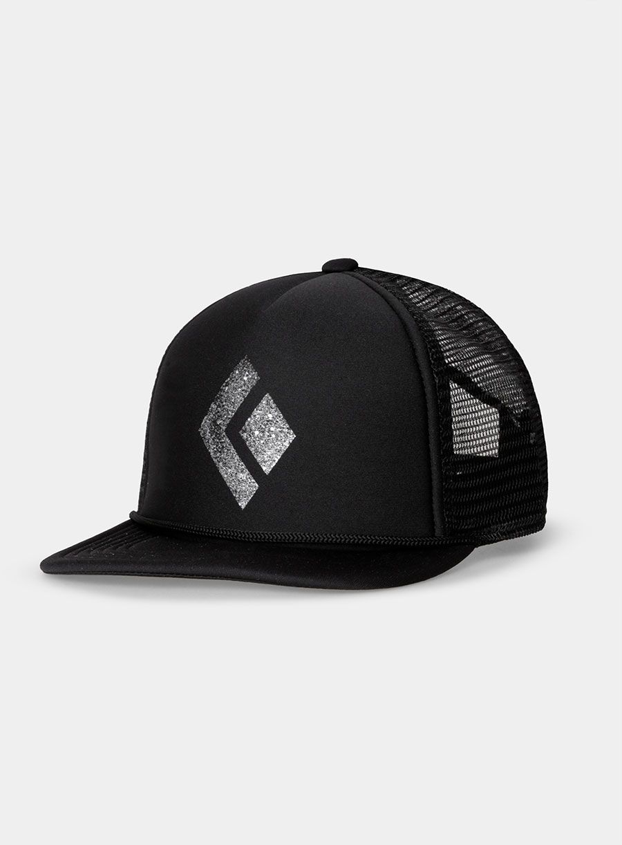 Kapa Black Diamond Flat Bill Trucker Hat - black/white