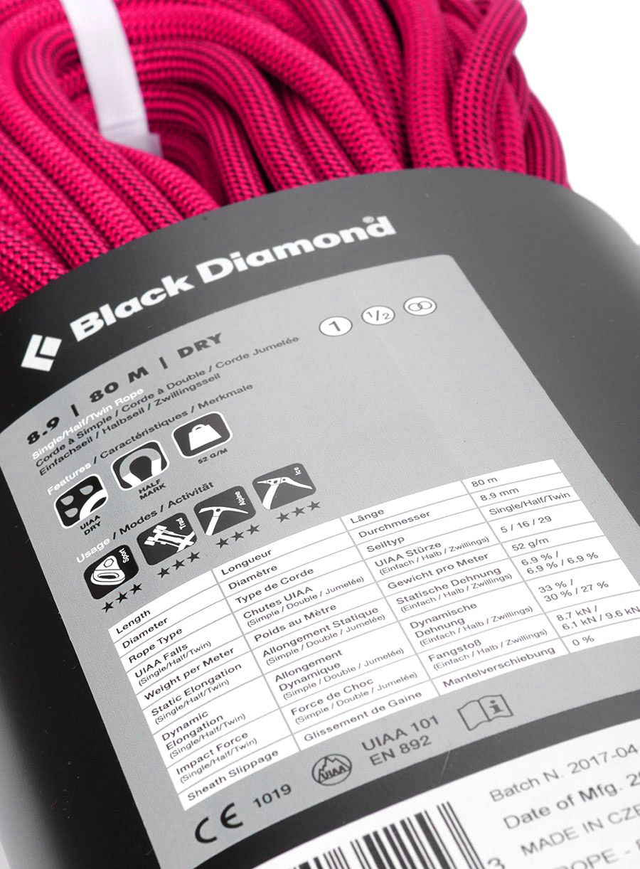 Uže za penjanje Black Diamond 8.9 Dry Climbing Rope 80 m - ultra pink