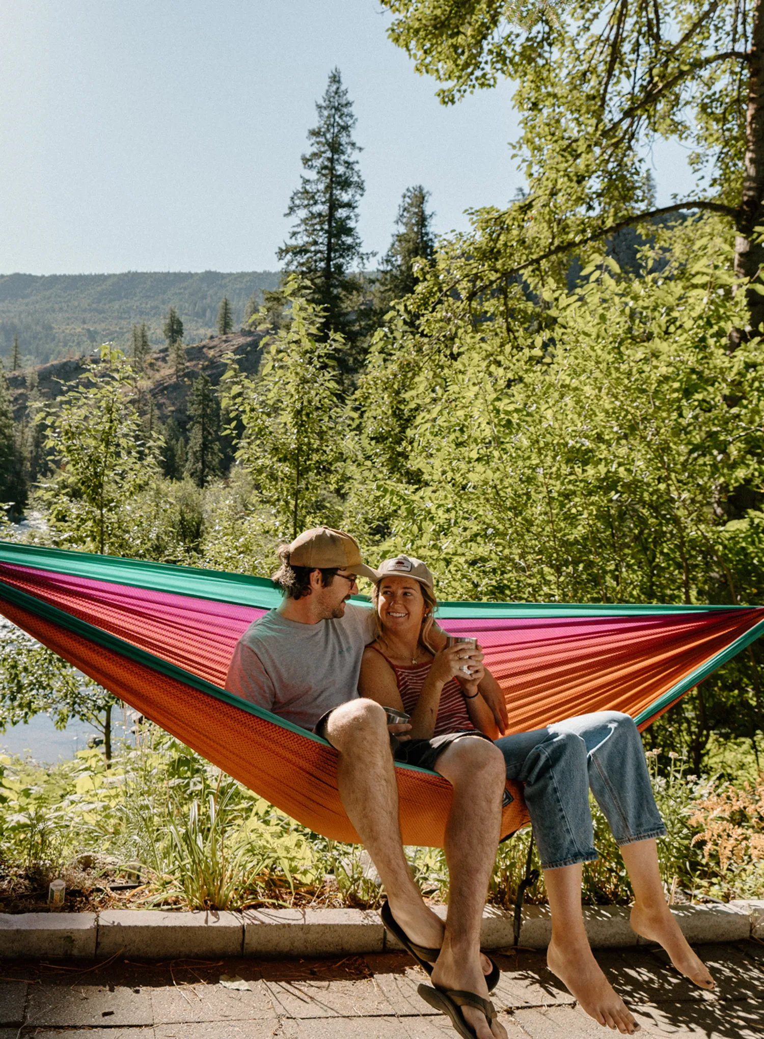 Viseća mreža za dvije osobe ENO DoubleNest Print Hammock - fade/seaglass