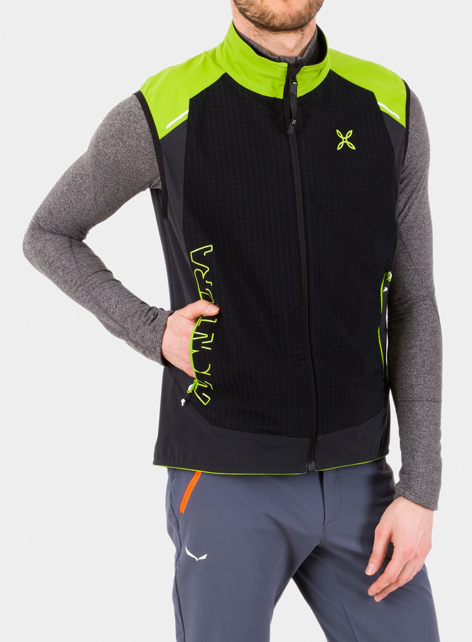 Prsluk Montura Wind Revolution Vest - black/acid green