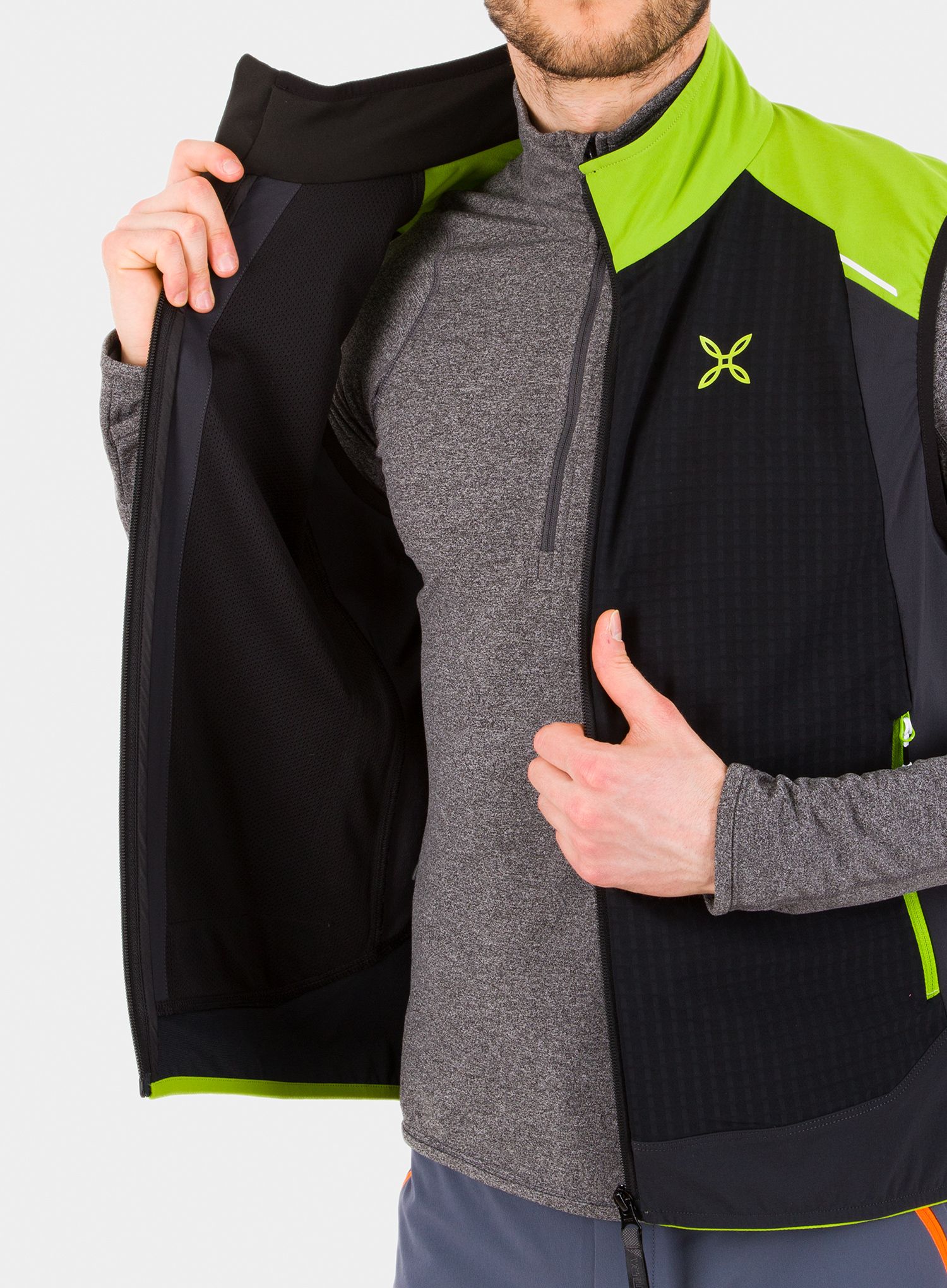 Prsluk Montura Wind Revolution Vest - black/acid green