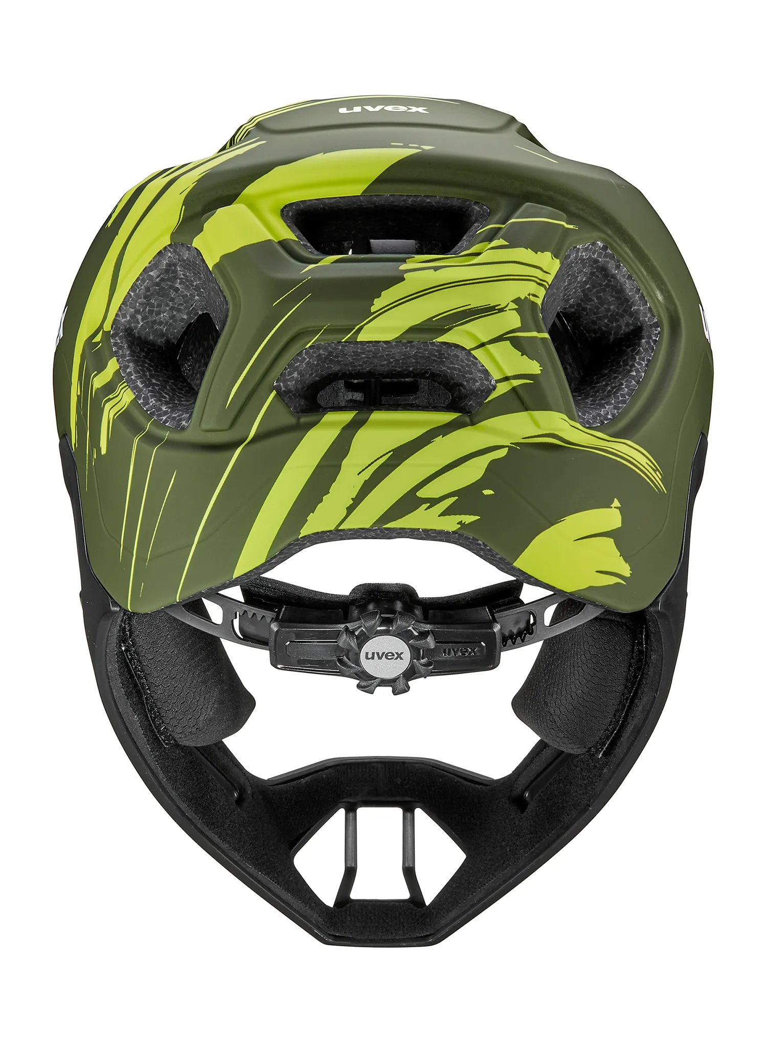 Dječja kaciga Uvex React Jr. Fullface - dark olive matt